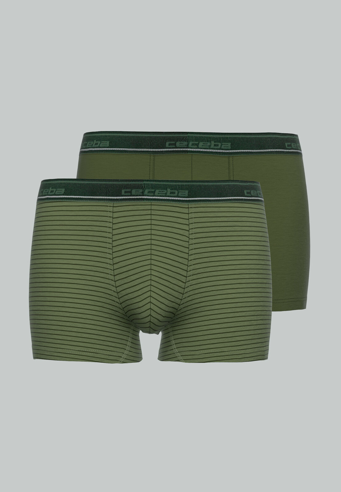 Ceceba heren boxer extra lang (2-pack), middengroen gestreept