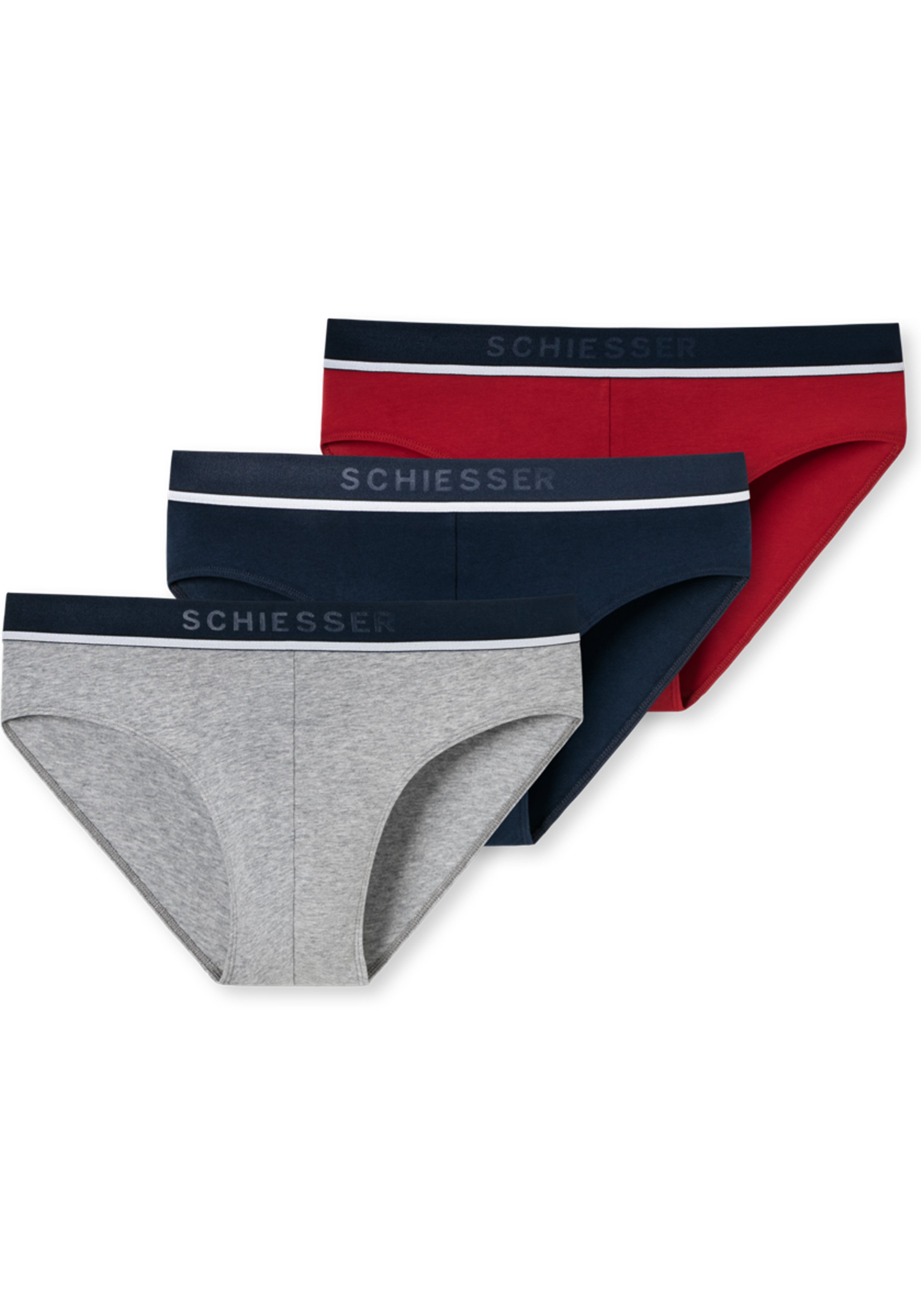 SCHIESSER 95/5 rioslips (3-pack), grijs, blauw en rood