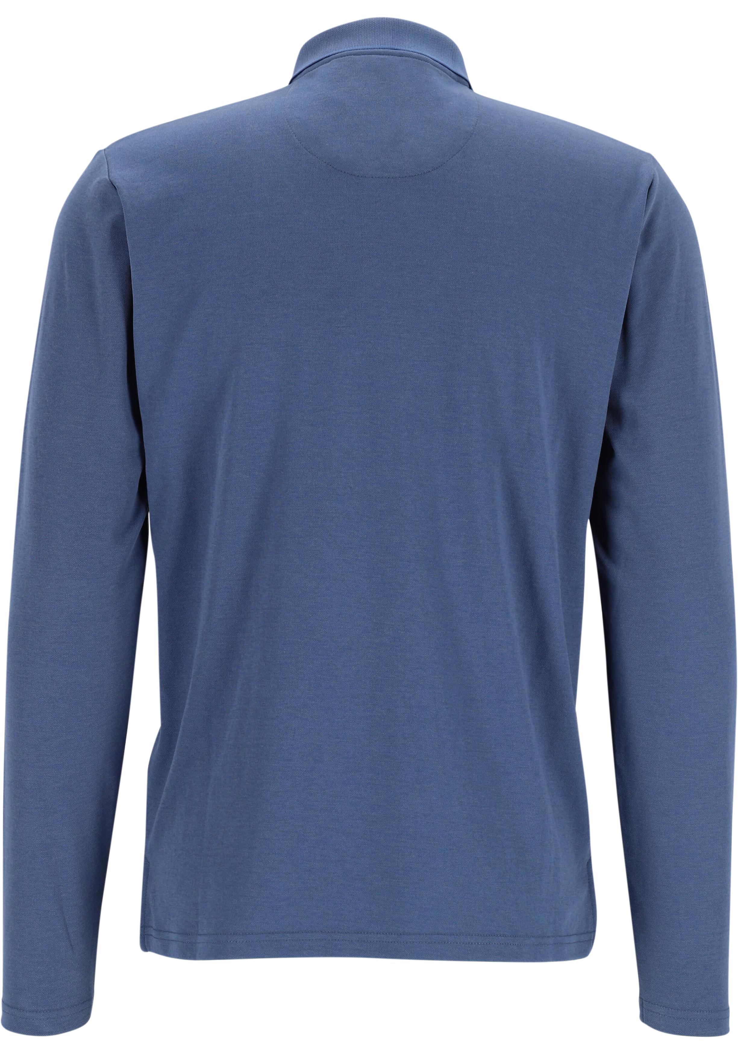 Redmond regular fit polo lange mouw, blauw melange