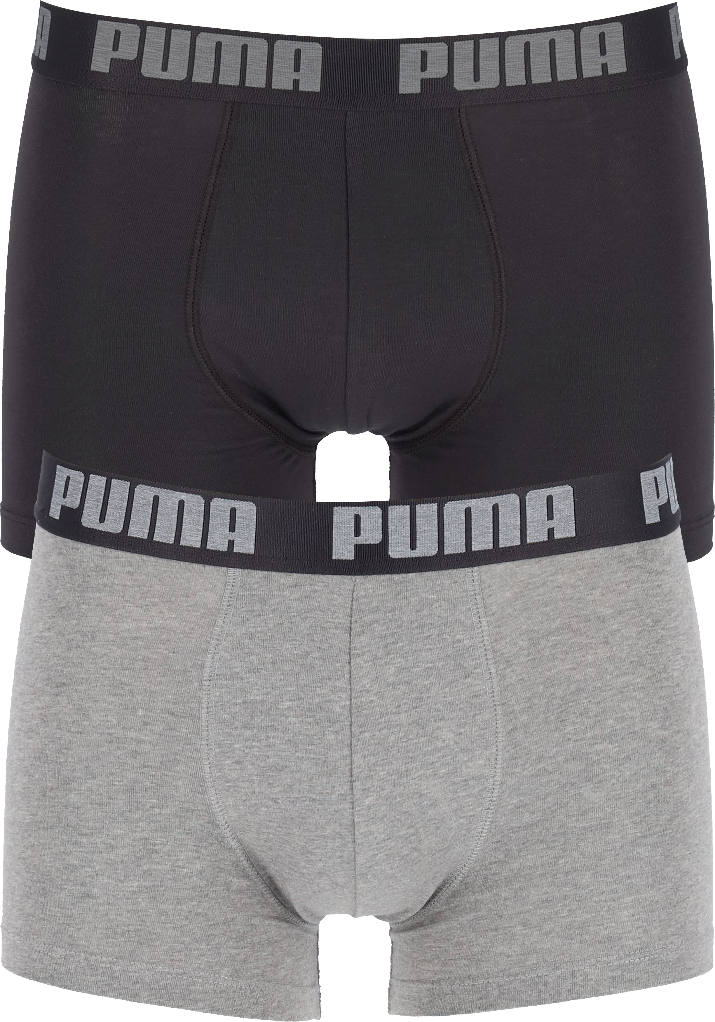 Puma Basic Boxer heren (2-pack), zwart en donkergrijs