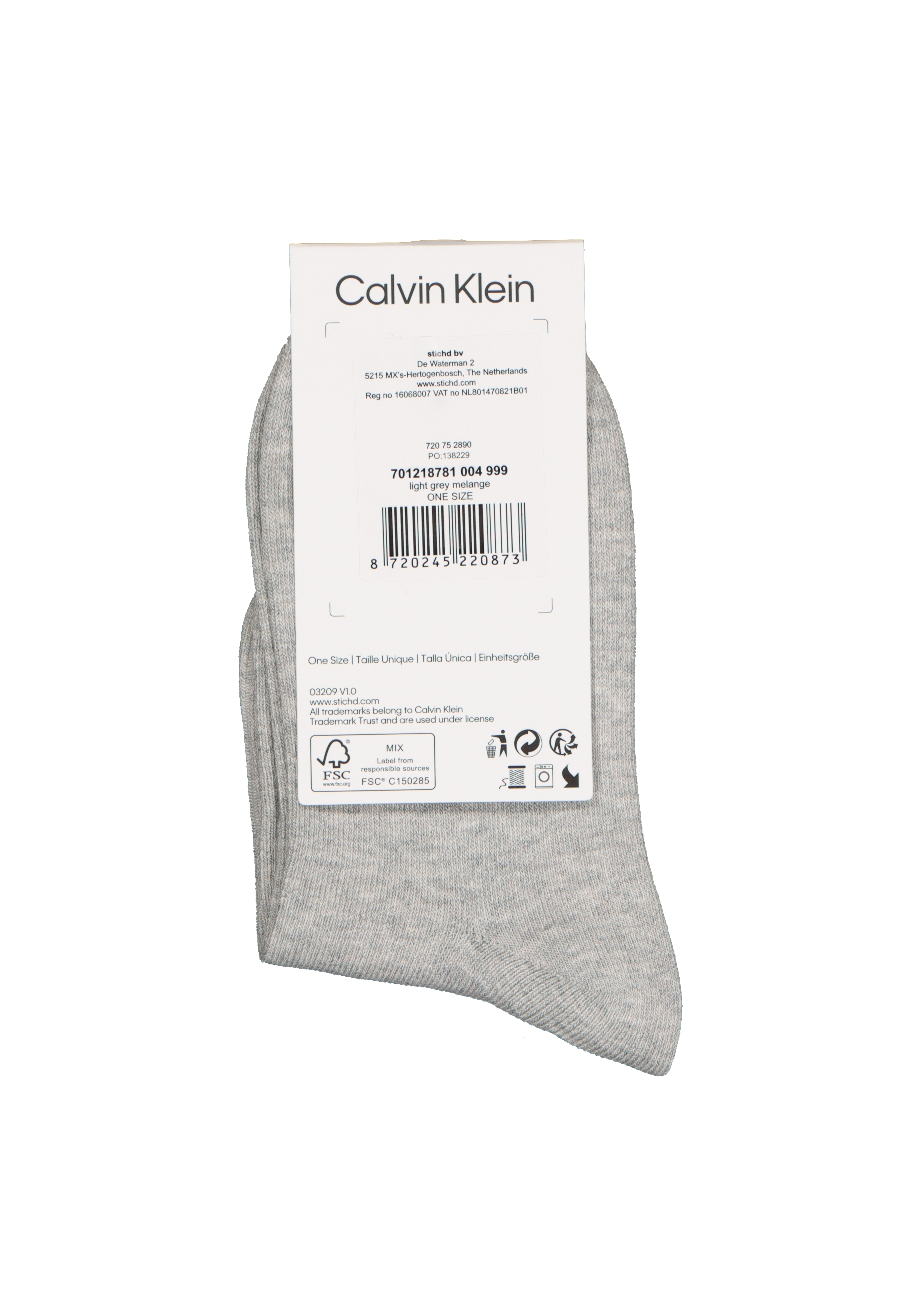 Calvin Klein damessokken Allison (1-pack), enkelsokken met kristal logo, lichtgrijs melange