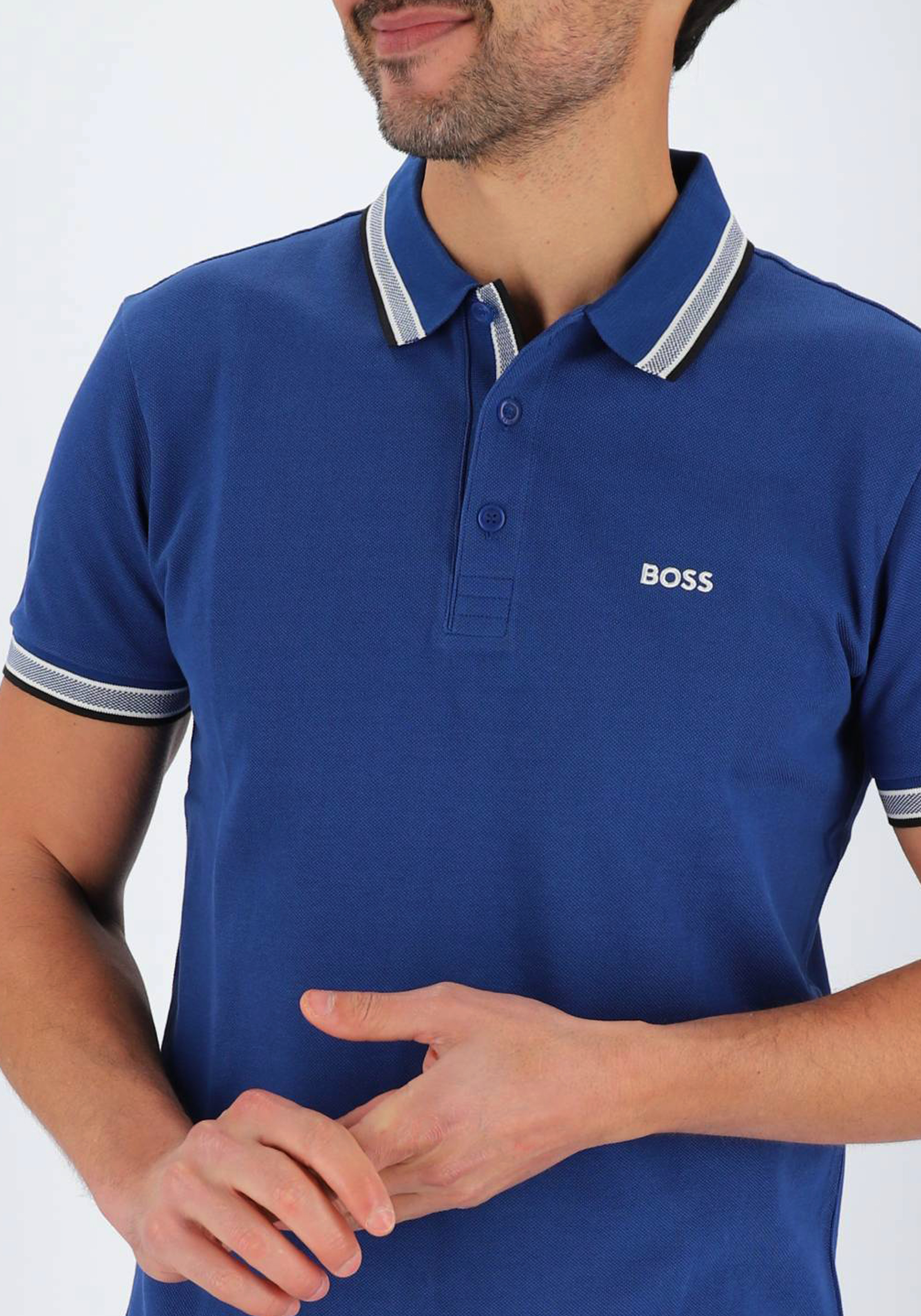 HUGO BOSS Paddy regular fit polo, heren polo korte mouw, blauw (contrast)