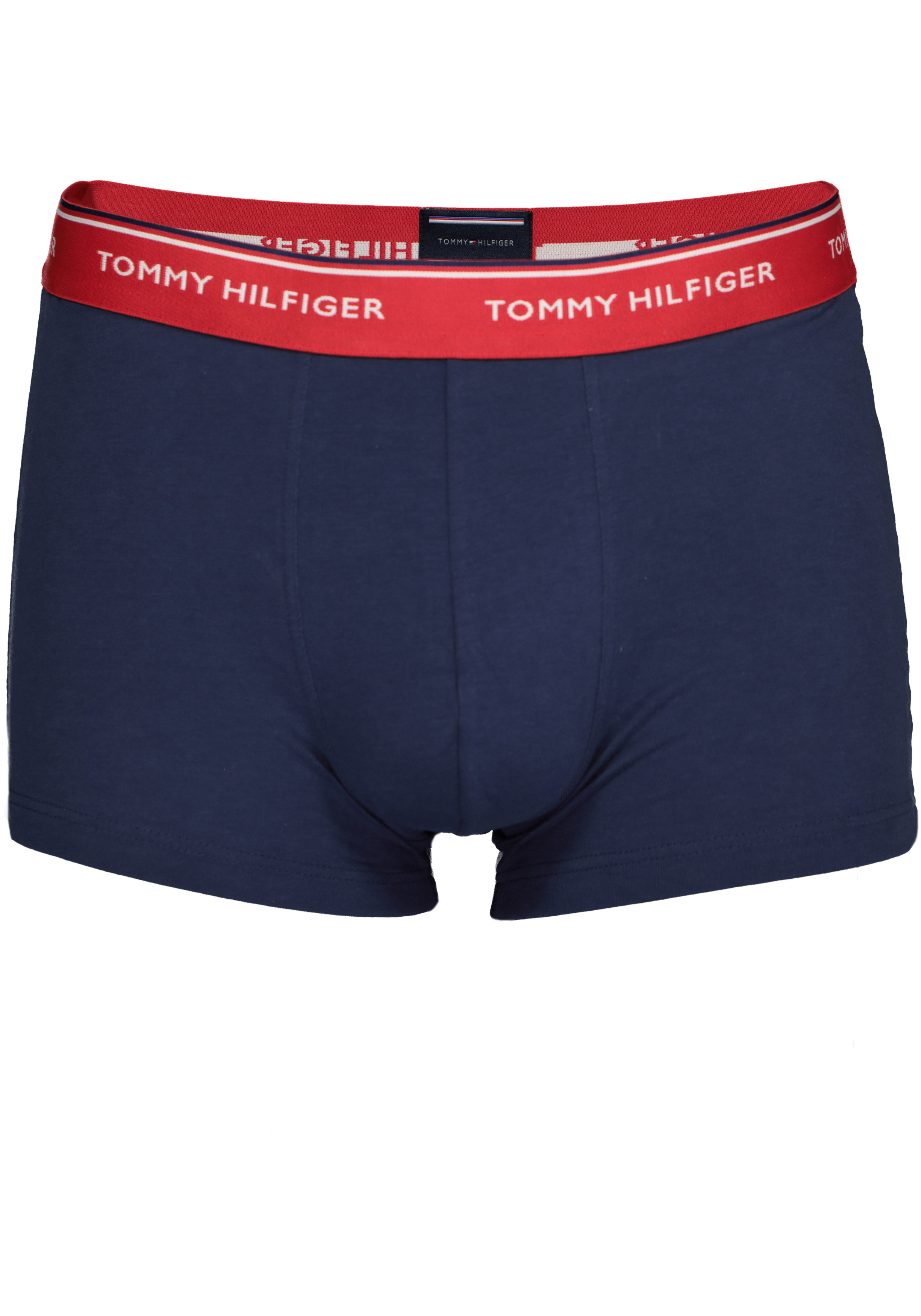 Tommy Hilfiger trunks (3-pack), heren boxers normale lengte, blauw met verschillende kleuren band