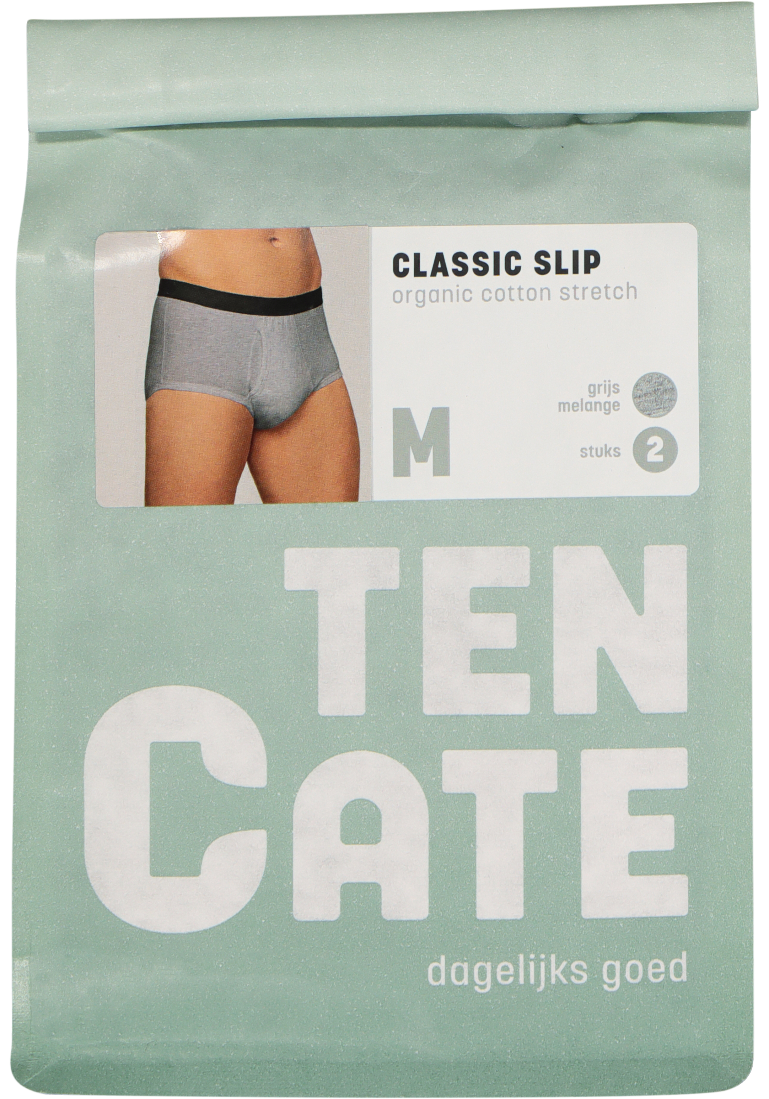 TEN CATE Basics men classic slip met gulp (2-pack), heren heupslips, grijs melange