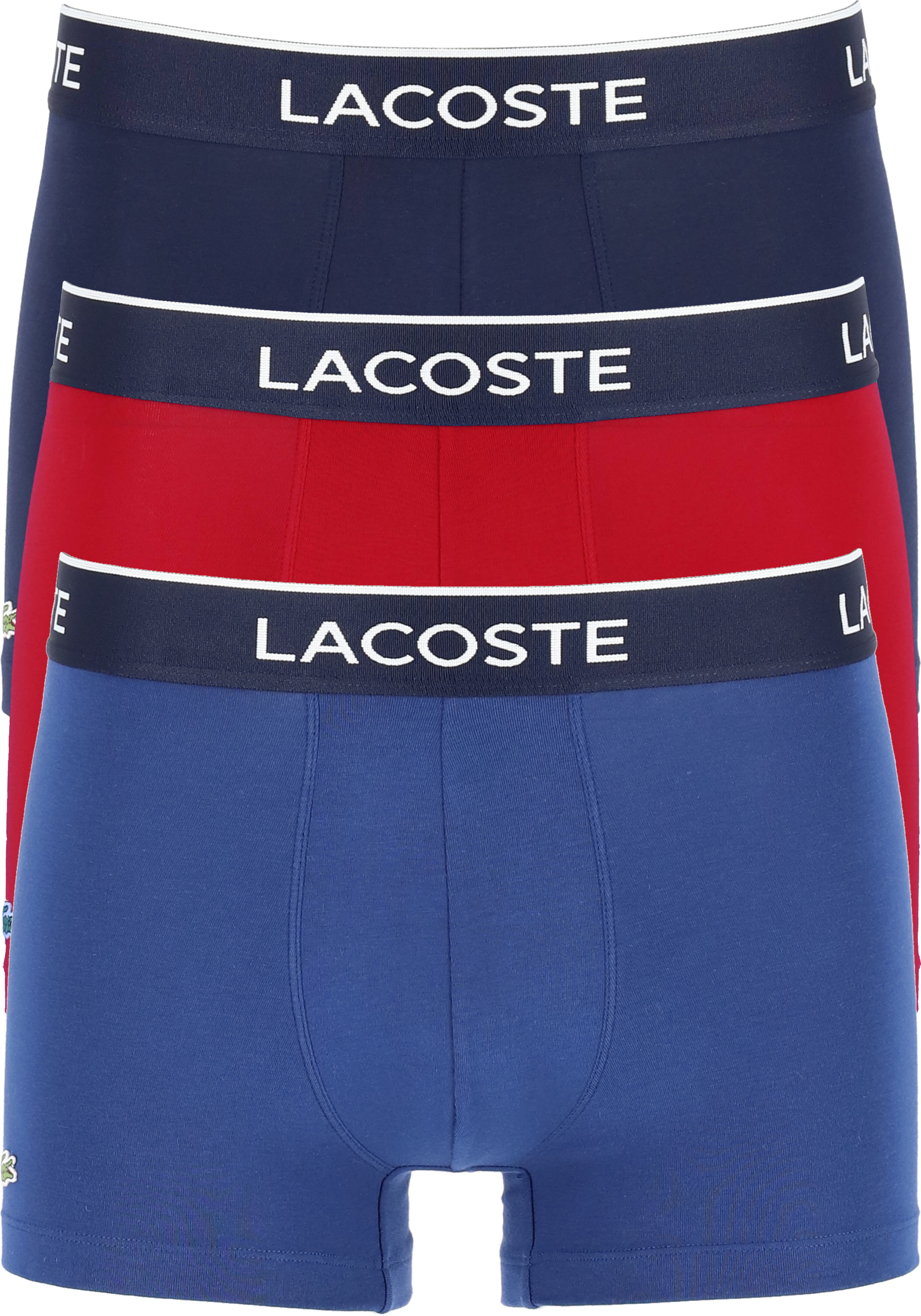 Lacoste Boxer Trunks (3-pack), heren boxers kort, blauw en rood