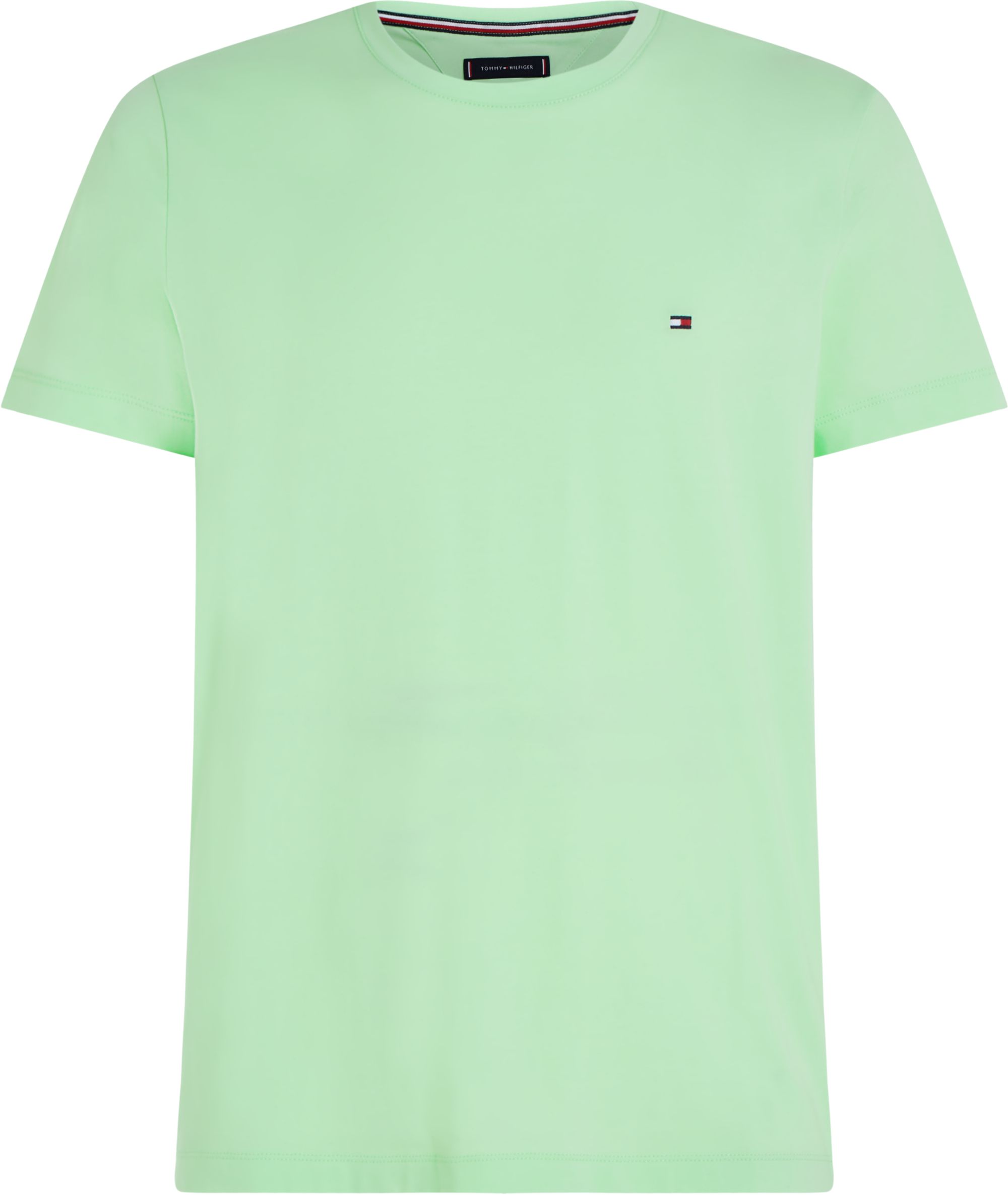 Tommy Hilfiger Stretch Slim Fit Tee, heren T-shirt korte mouw O-hals, mintgroen