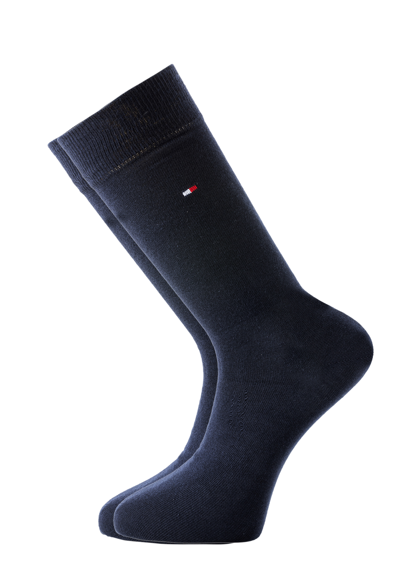 Tommy Hilfiger Rugby Stripe Socks (2-pack), herensokken katoen gestreept en uni, blauw met rood