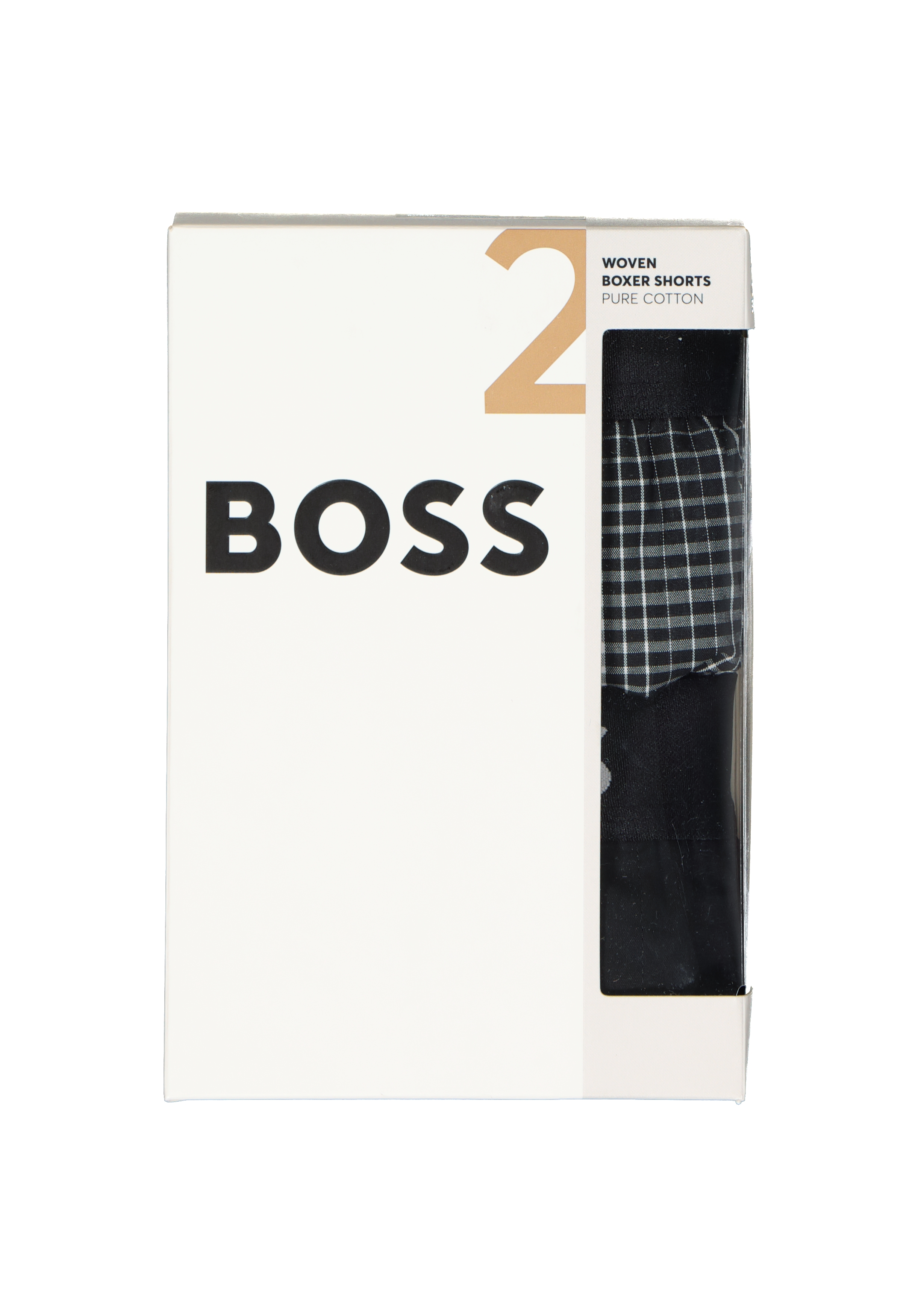 HUGO BOSS boxershorts woven (2-pack), heren boxers wijd model, zwart en zwart met wit geruit