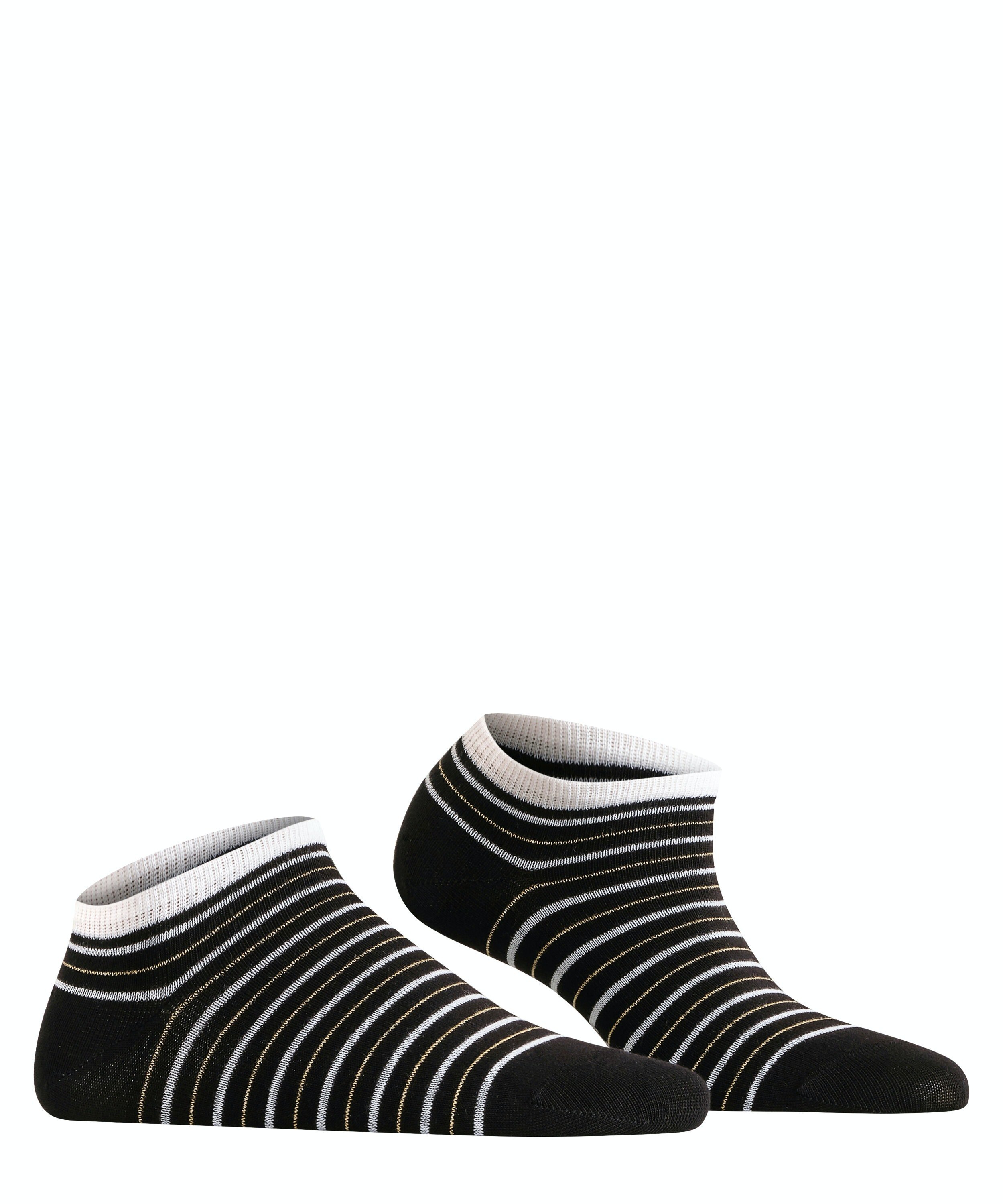 FALKE Stripe Shimmer dames sneakersokken, zwart (black)