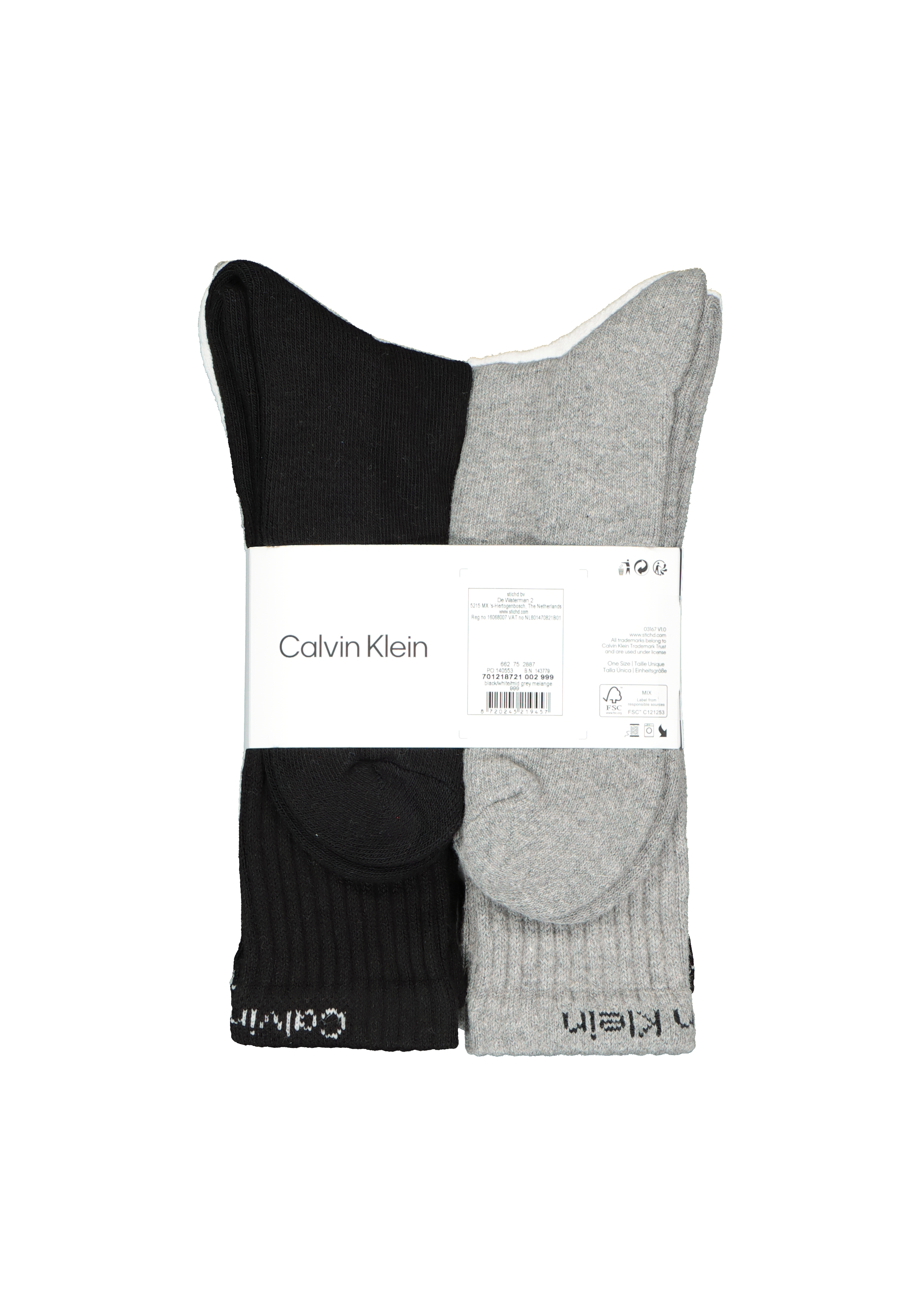 Calvin Klein herensokken Antonio (6-pack), zwart, wit en grijs