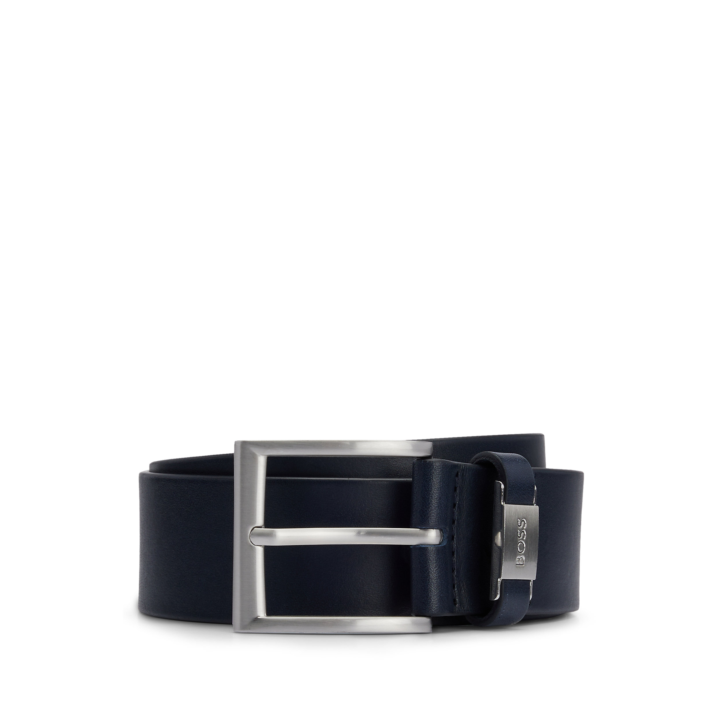 BOSS leren heren riem, donkerblauw