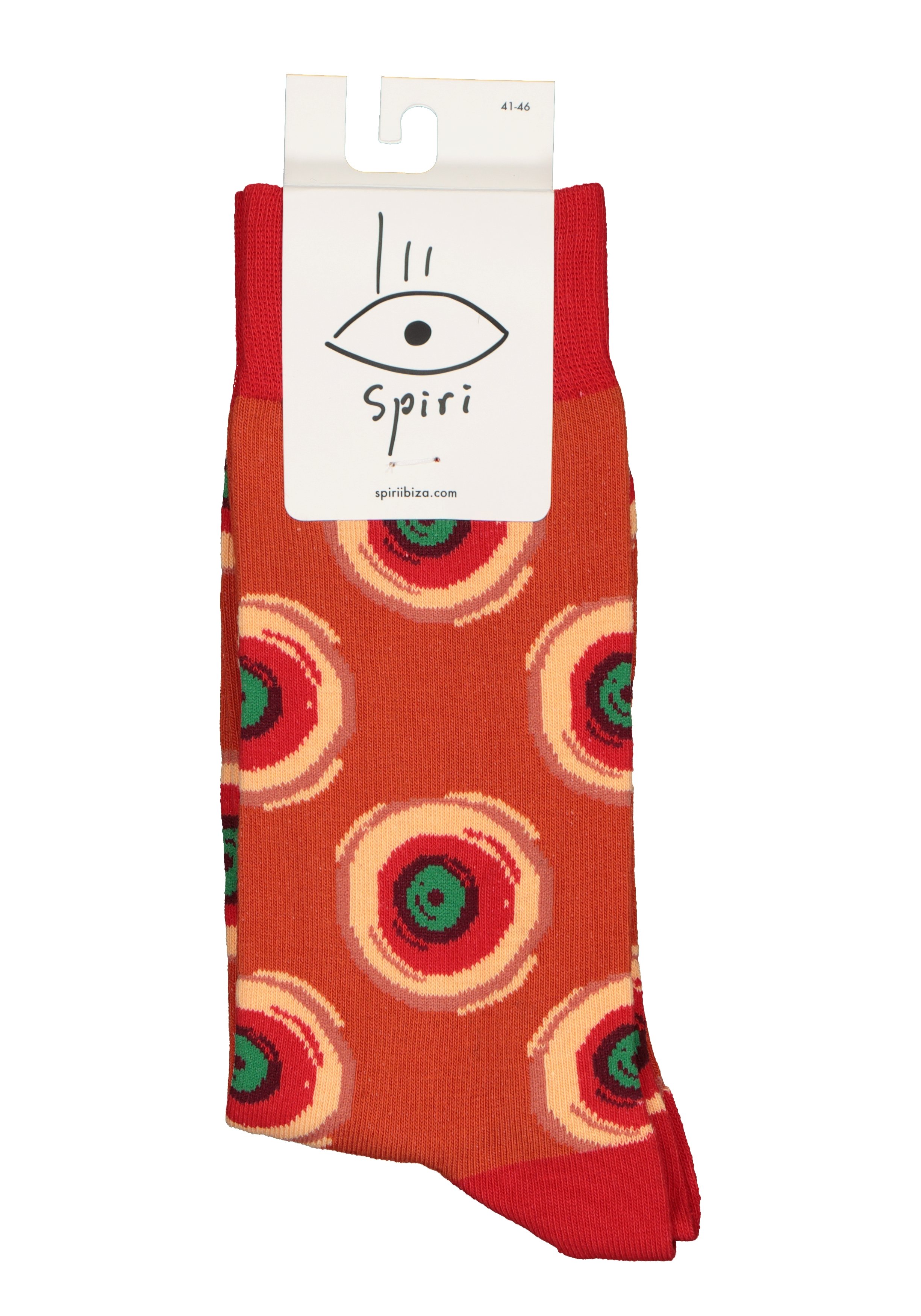 Spiri Socks The All Seeing Eye, unisex sokken, oranje, groen en rood