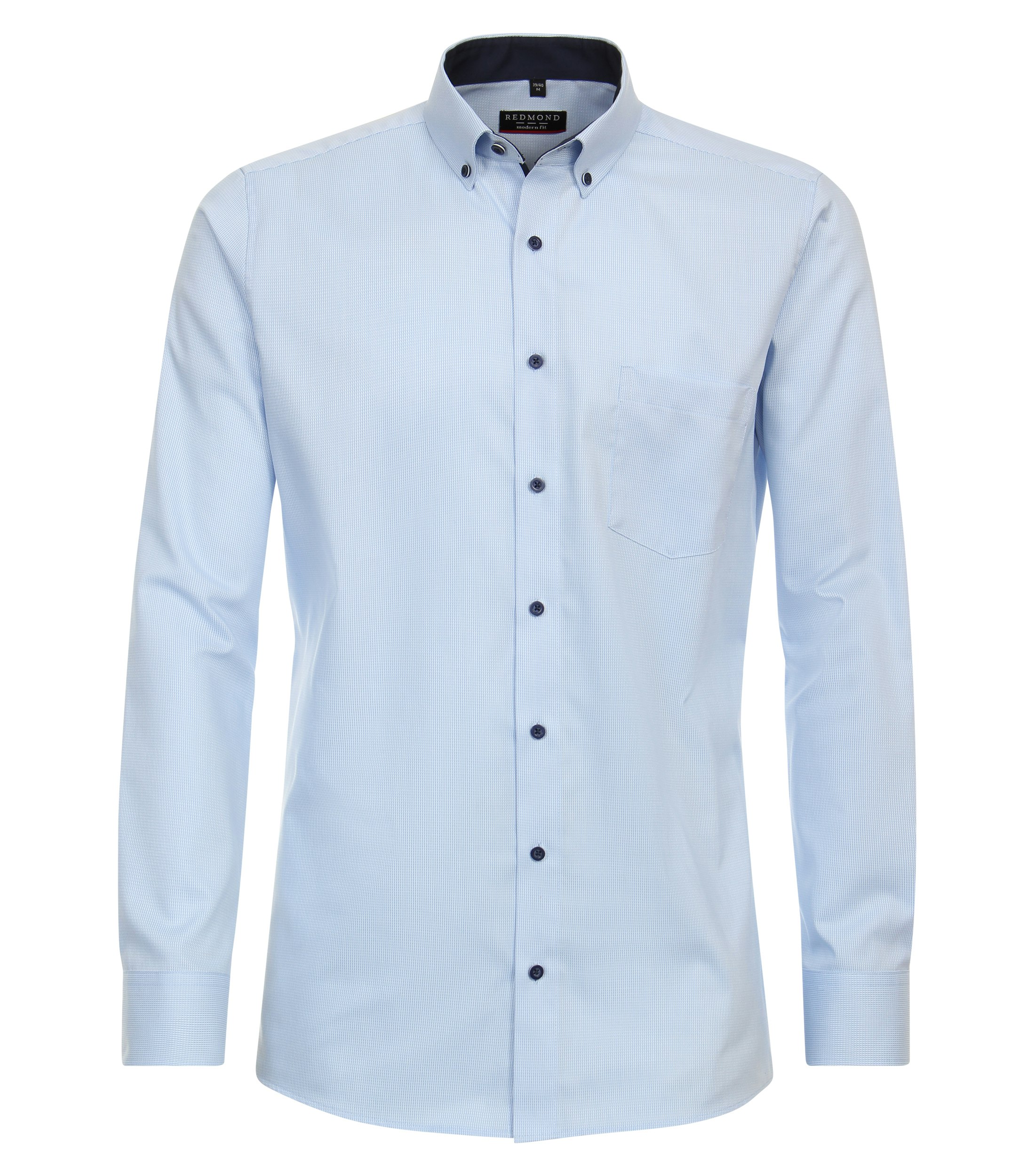 Redmond slim fit overhemd, structuur, blauw dessin - 231710130-11