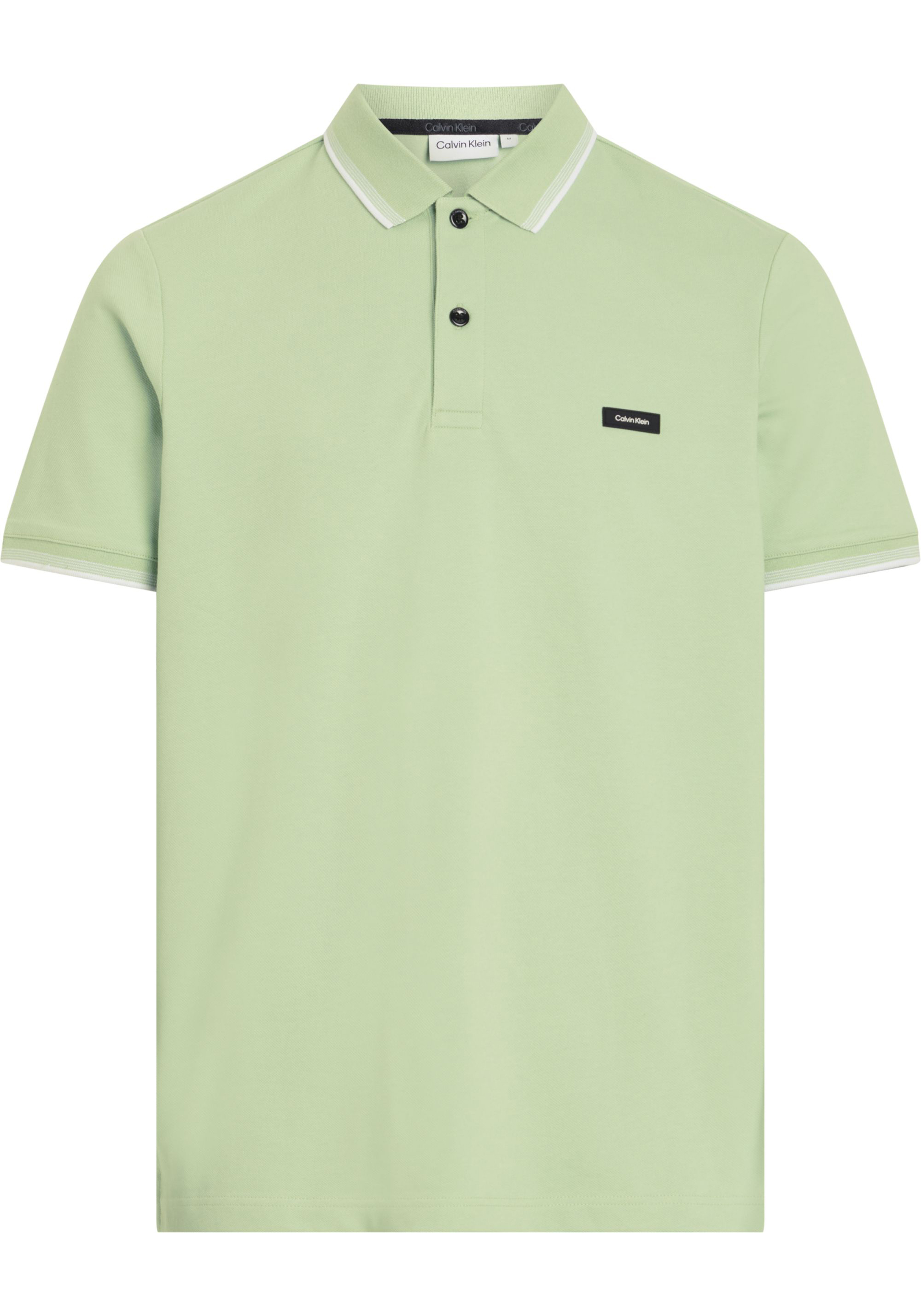 Calvin Klein Stretch Pique Metal Button Slim Polo, heren poloshirt, lichtgroen