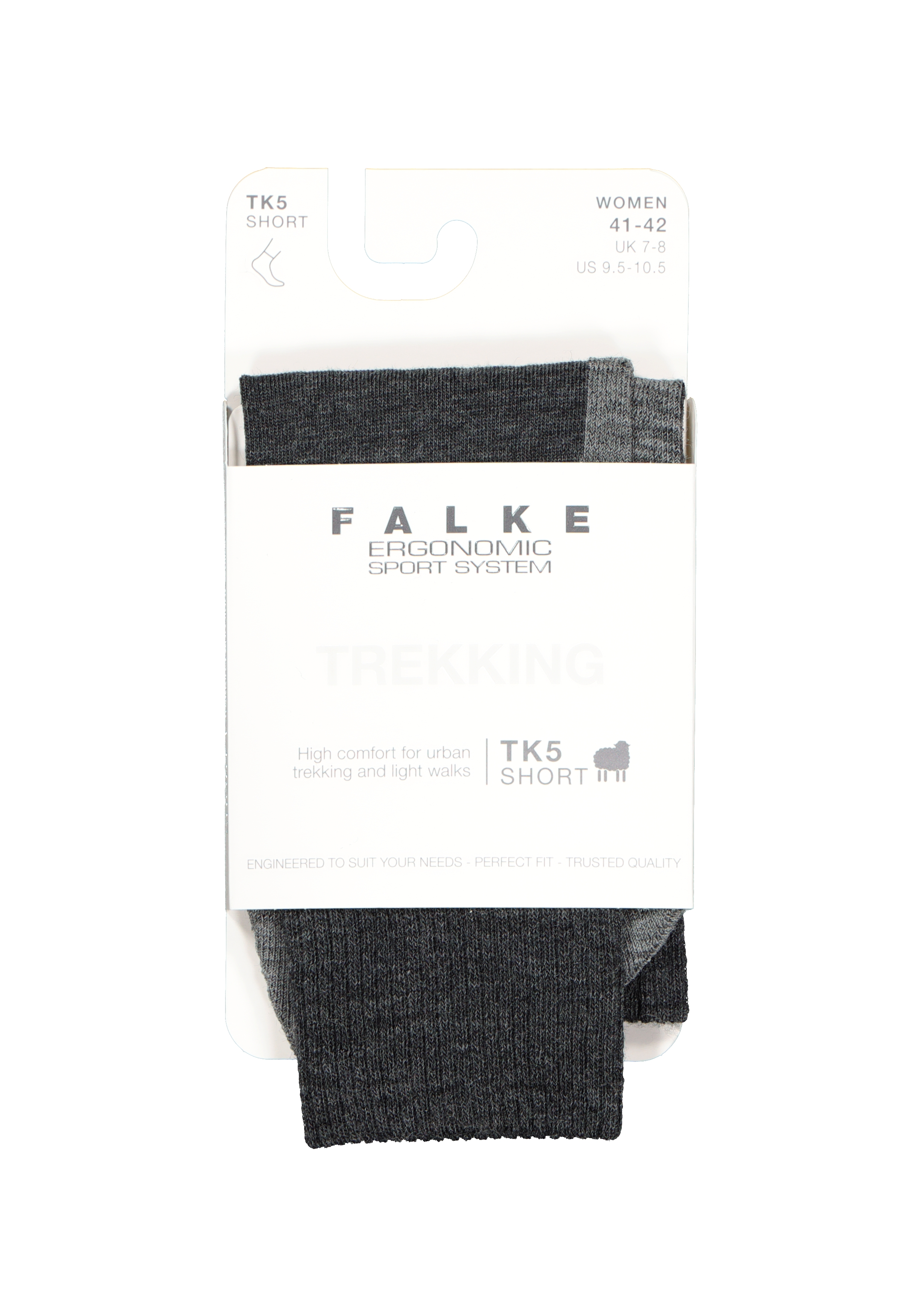 FALKE TK5 Short dames wandelsokken, antraciet grijs (asphalt melange)