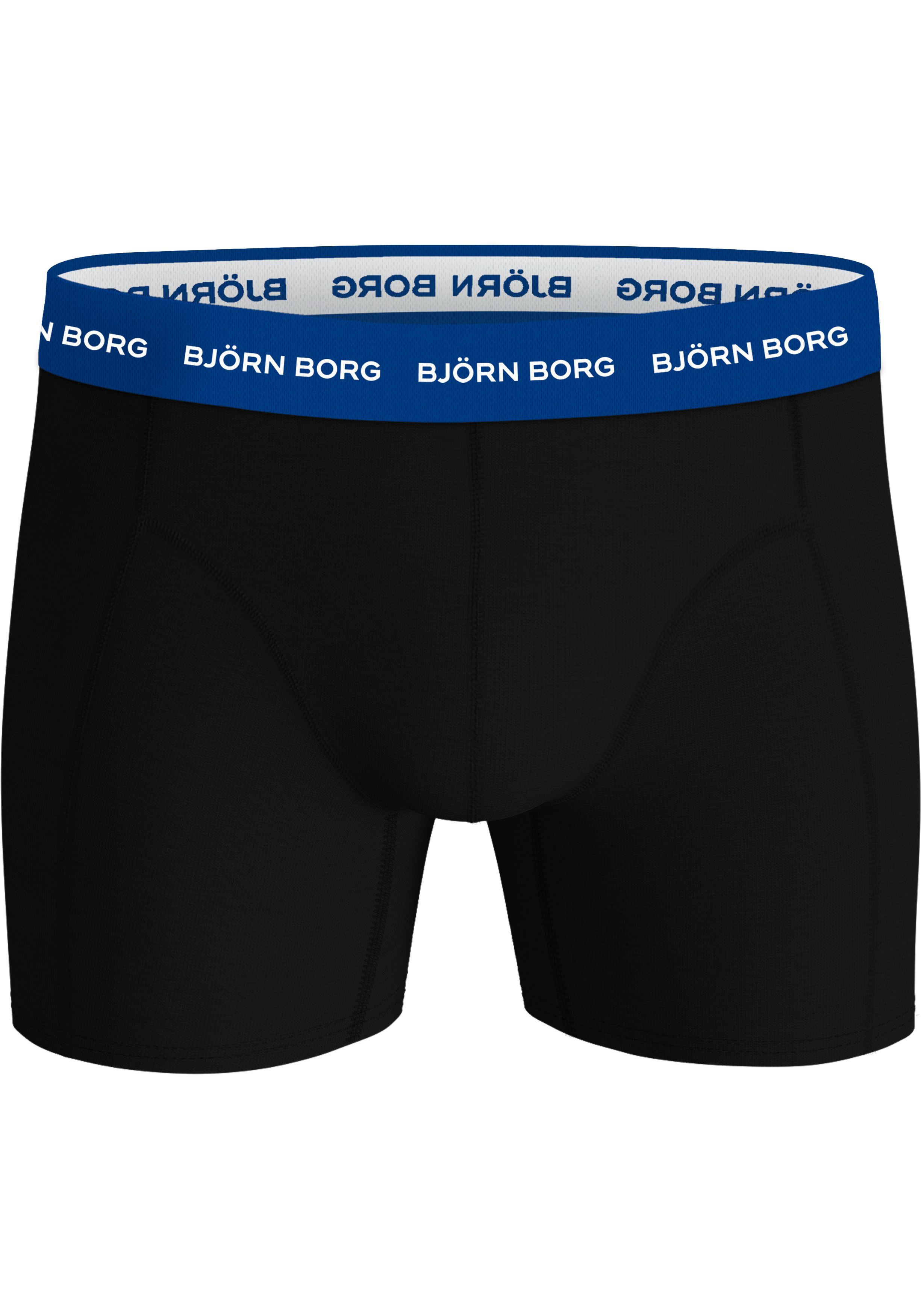 Bjorn Borg Cotton Stretch boxers, heren boxers normale lengte (12-pack), zwart met gekleurde tailleband