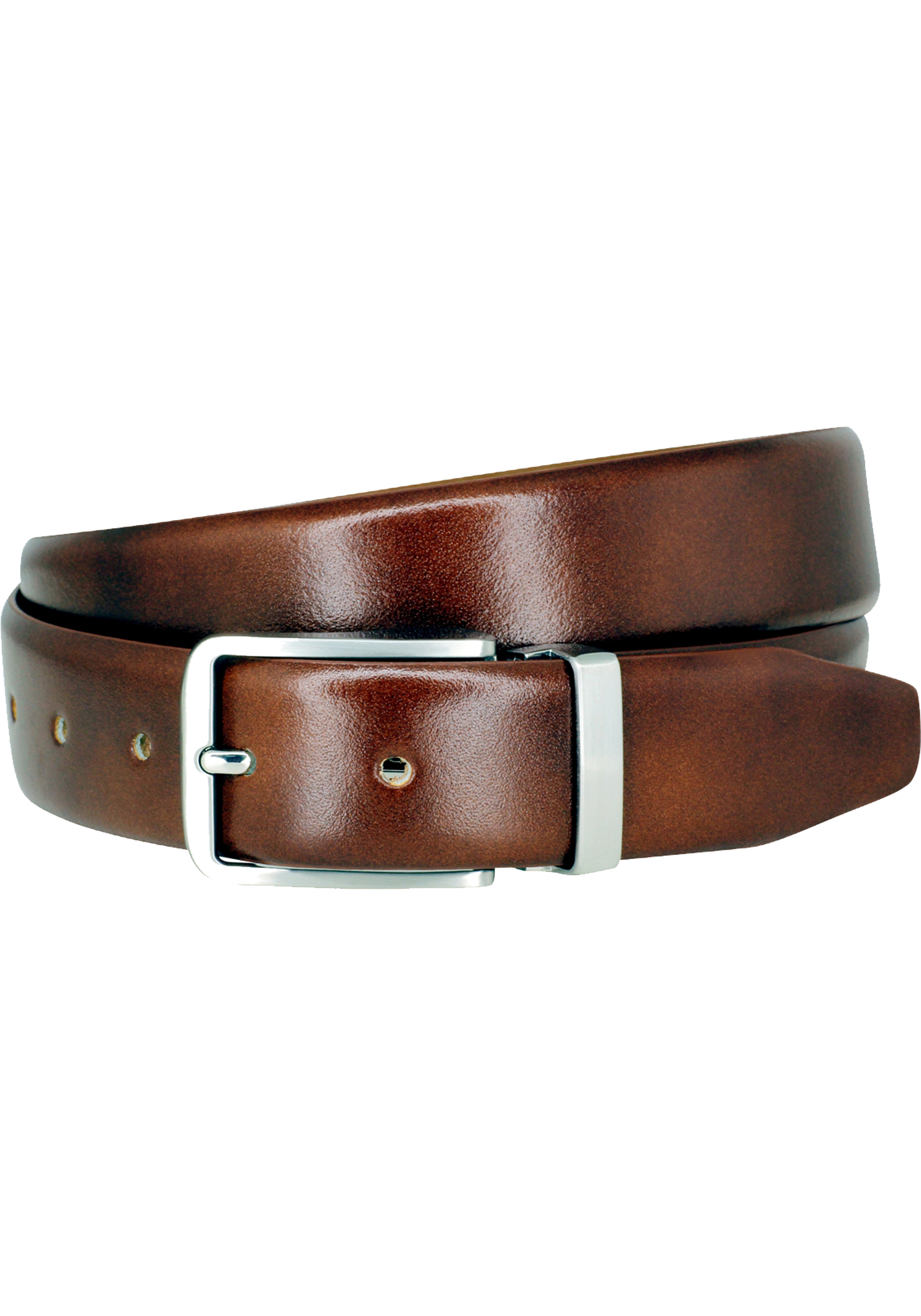 LINDENMANN leren heren riem, cognac