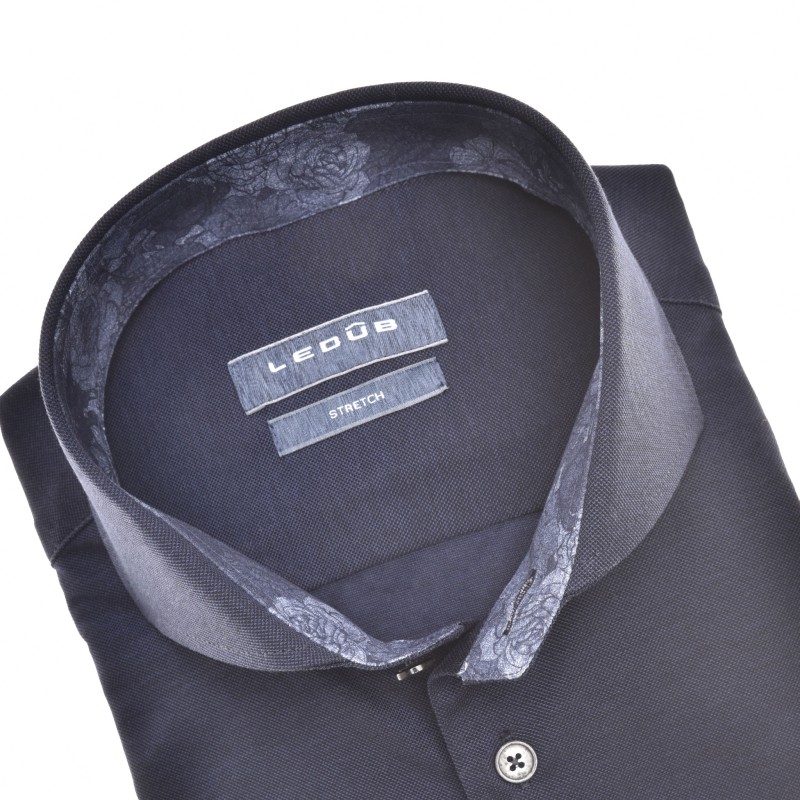 Ledub slim fit overhemd, donkerblauw