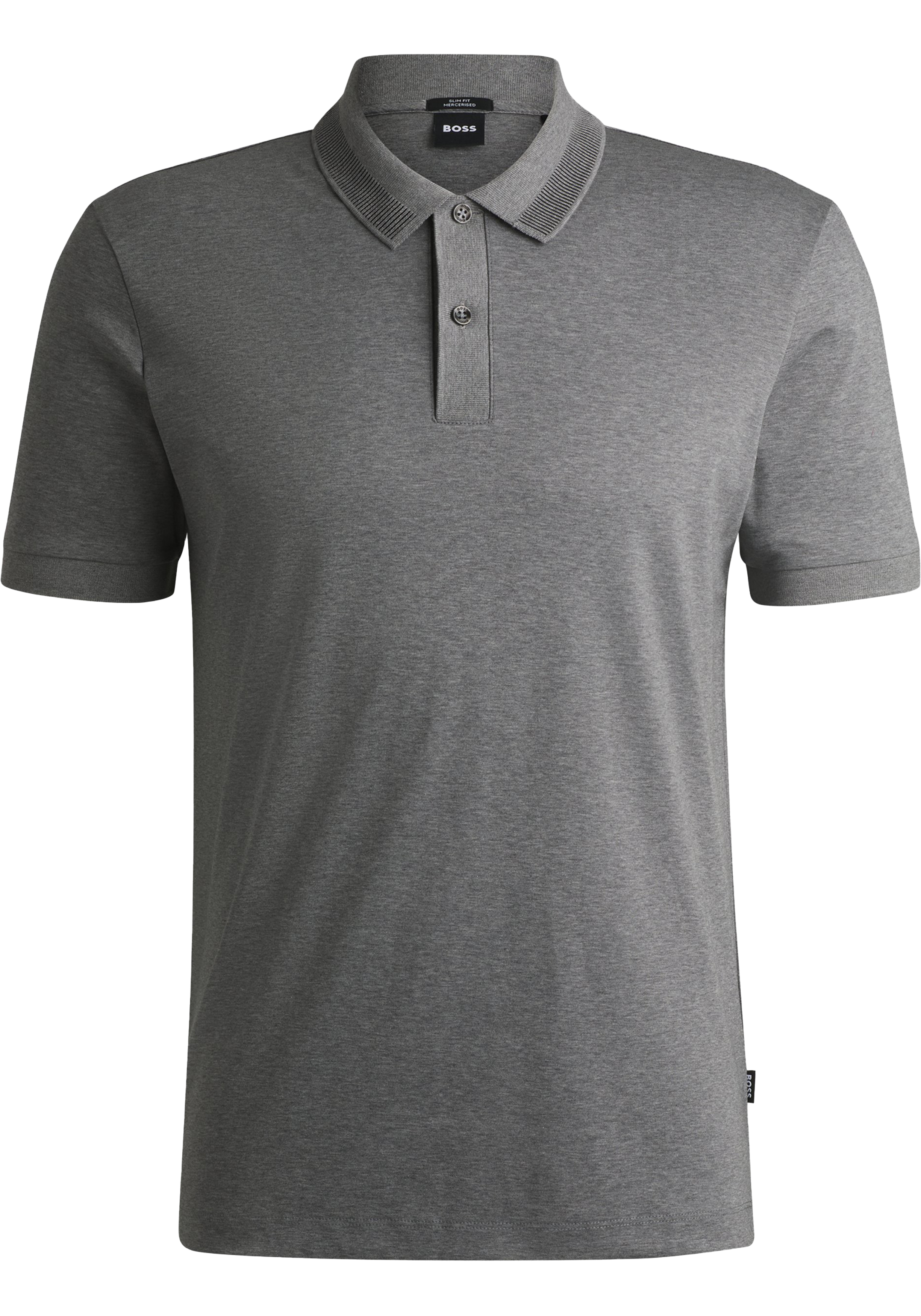 BOSS Phillipson slim fit heren polo, pique, middengrijs