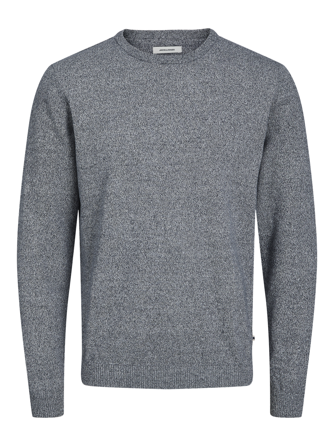 JACK & JONES Basic knit crew neck slim fit, heren pullover katoen met O-hals, blauw samen met offwhite