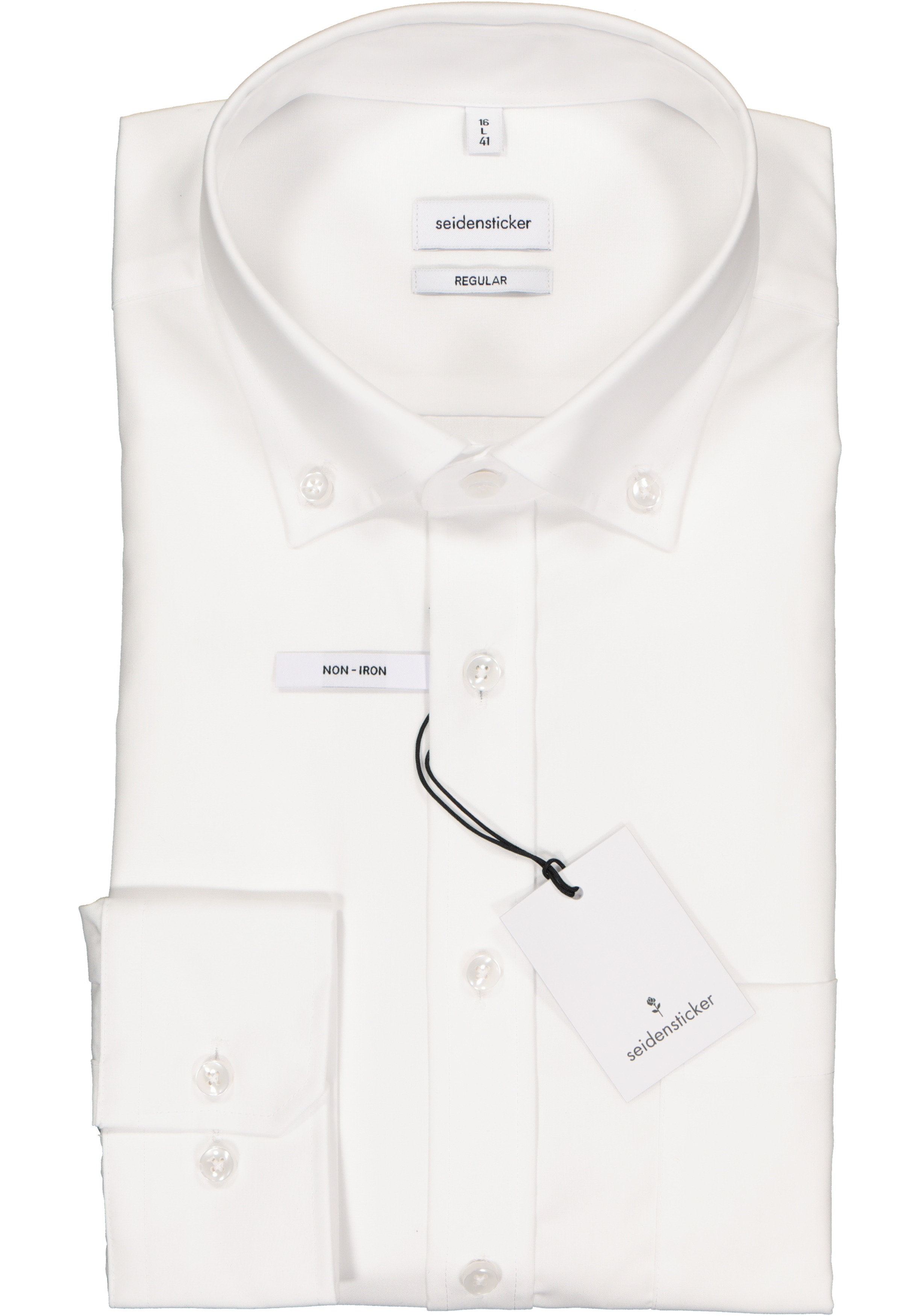 Seidensticker regular fit overhemd, button-down, wit