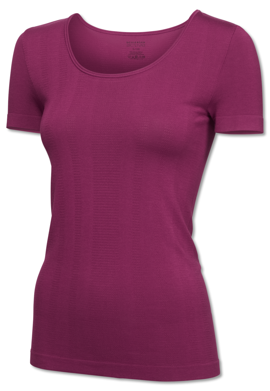 SCHIESSER Active Mesh Bamboo T-shirt (1-pack), dames shirt korte mouwen bessenkleur