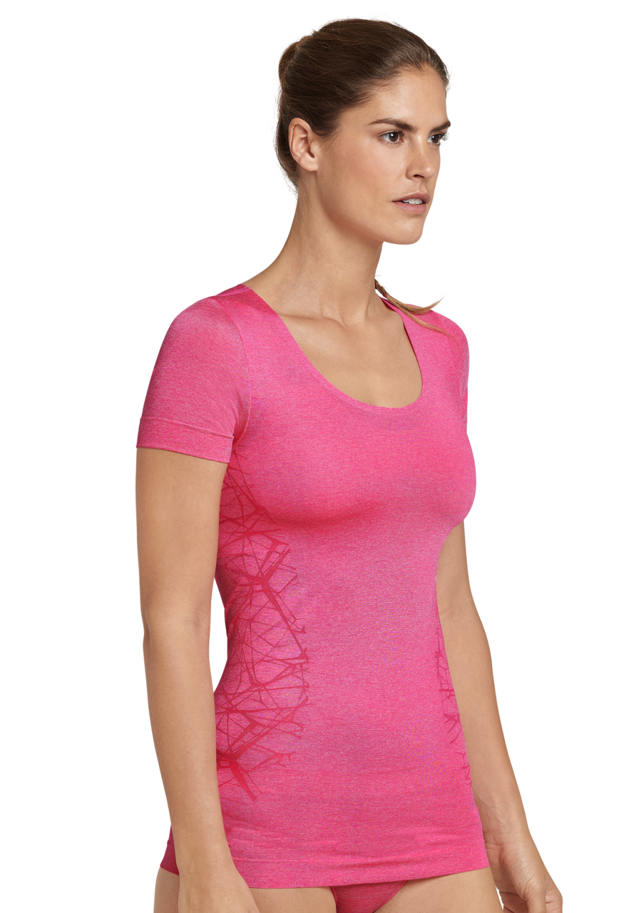 SCHIESSER Active Mesh Light T-shirt (1-pack), dames shirt korte mouwen felrozemelange