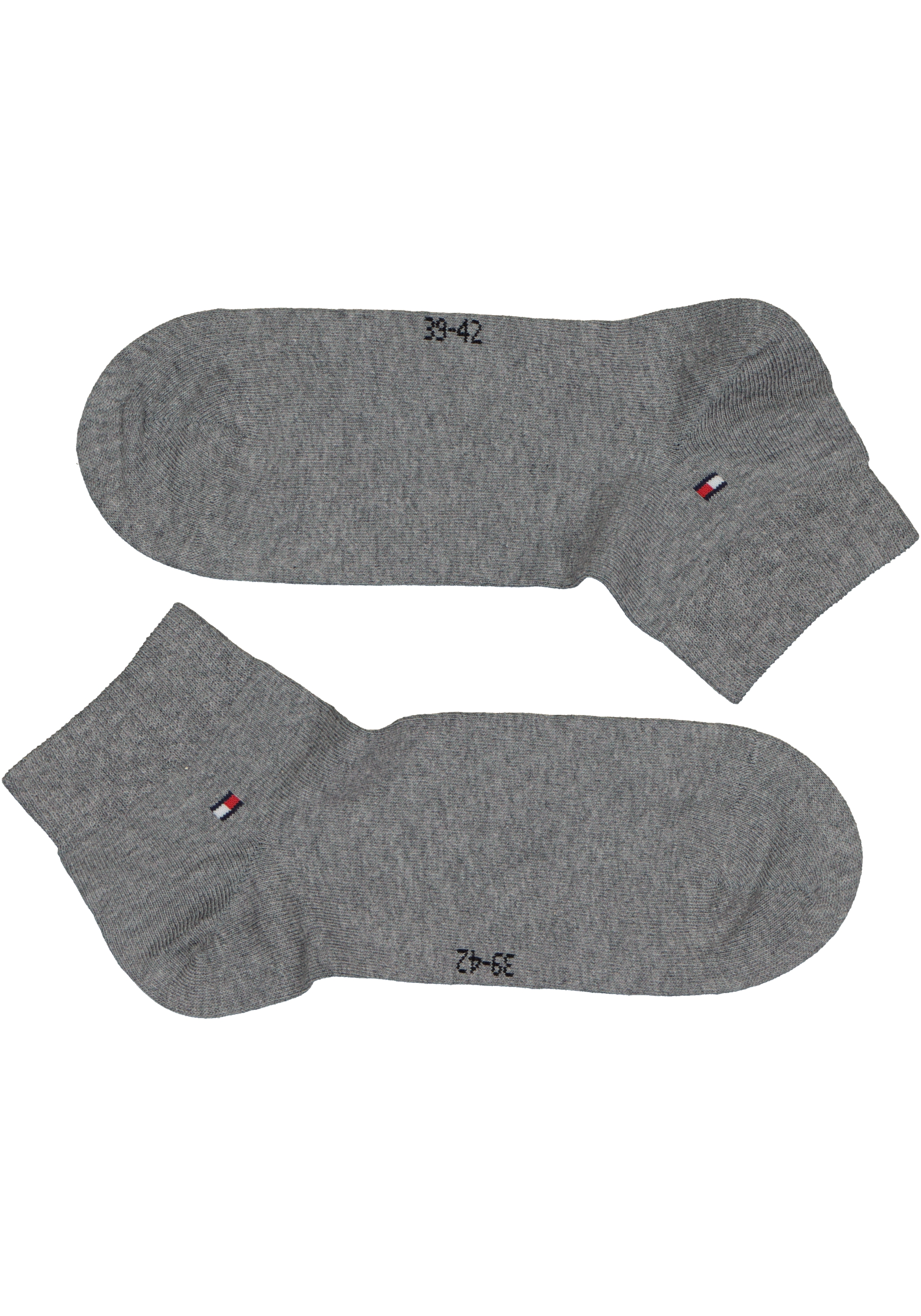 Tommy Hilfiger Quarter Socks (2-pack), herensokken katoen kort, grijs