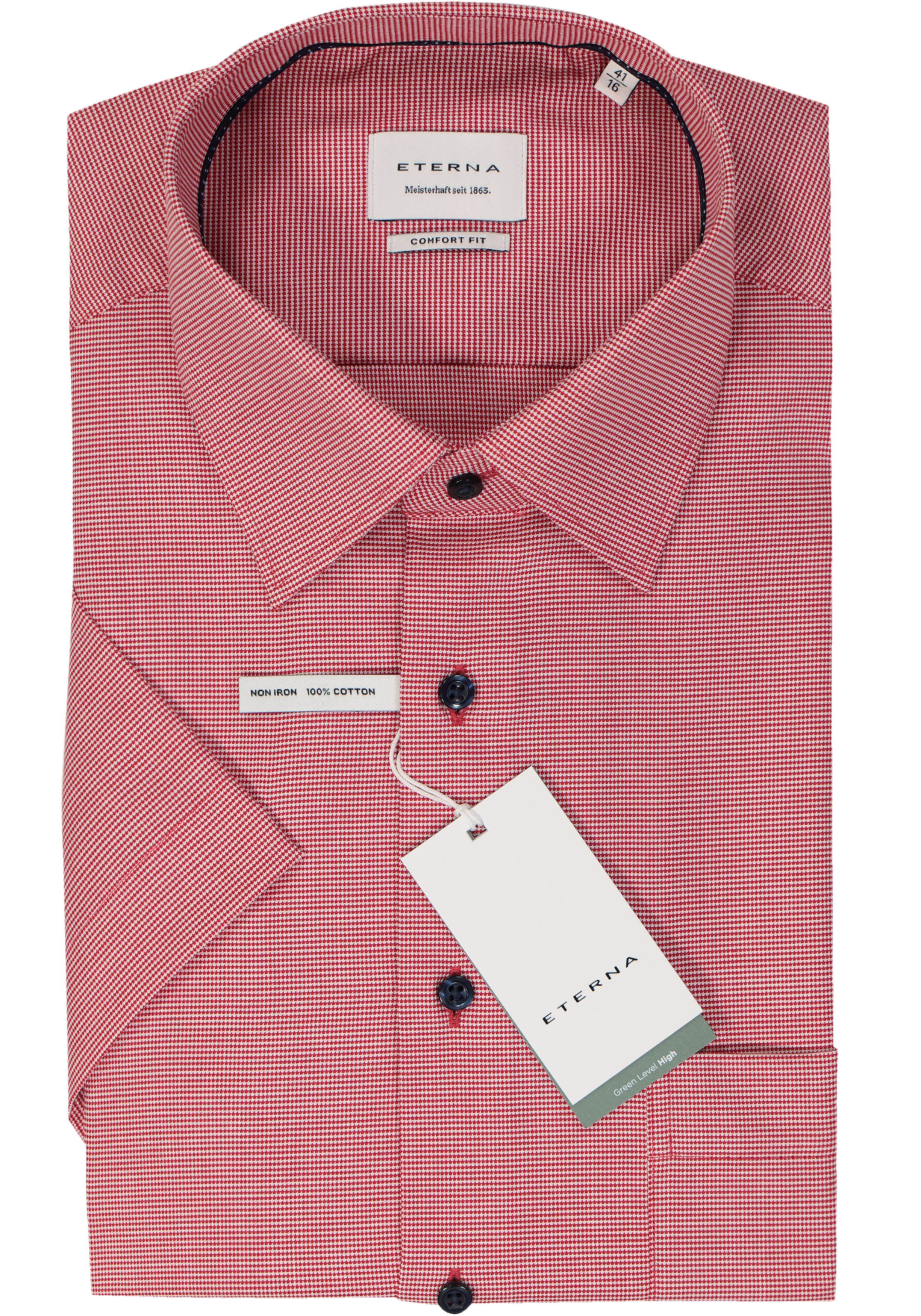 ETERNA comfort fit overhemd korte mouw, twill, roze