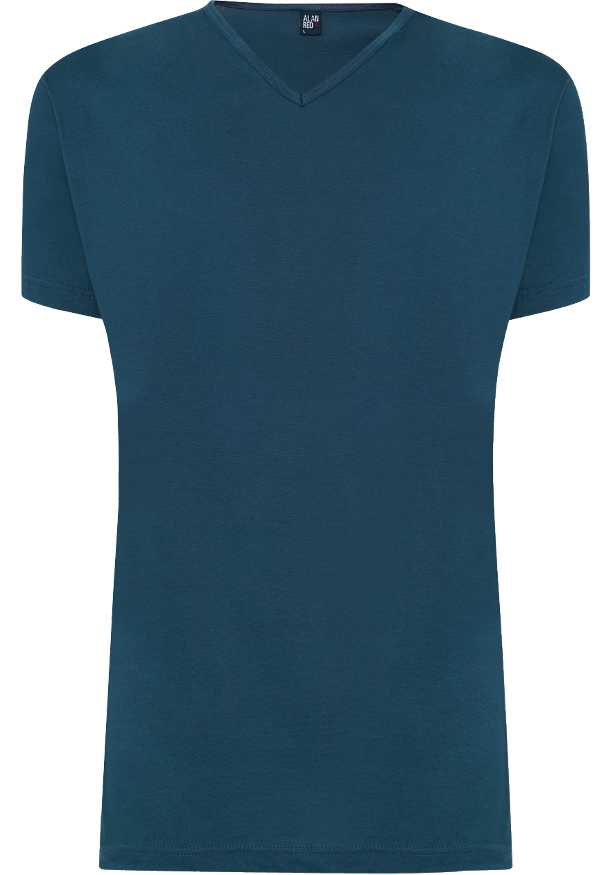 ALAN RED T-shirts Vermont (2-pack), V-hals, wit en denim blauw