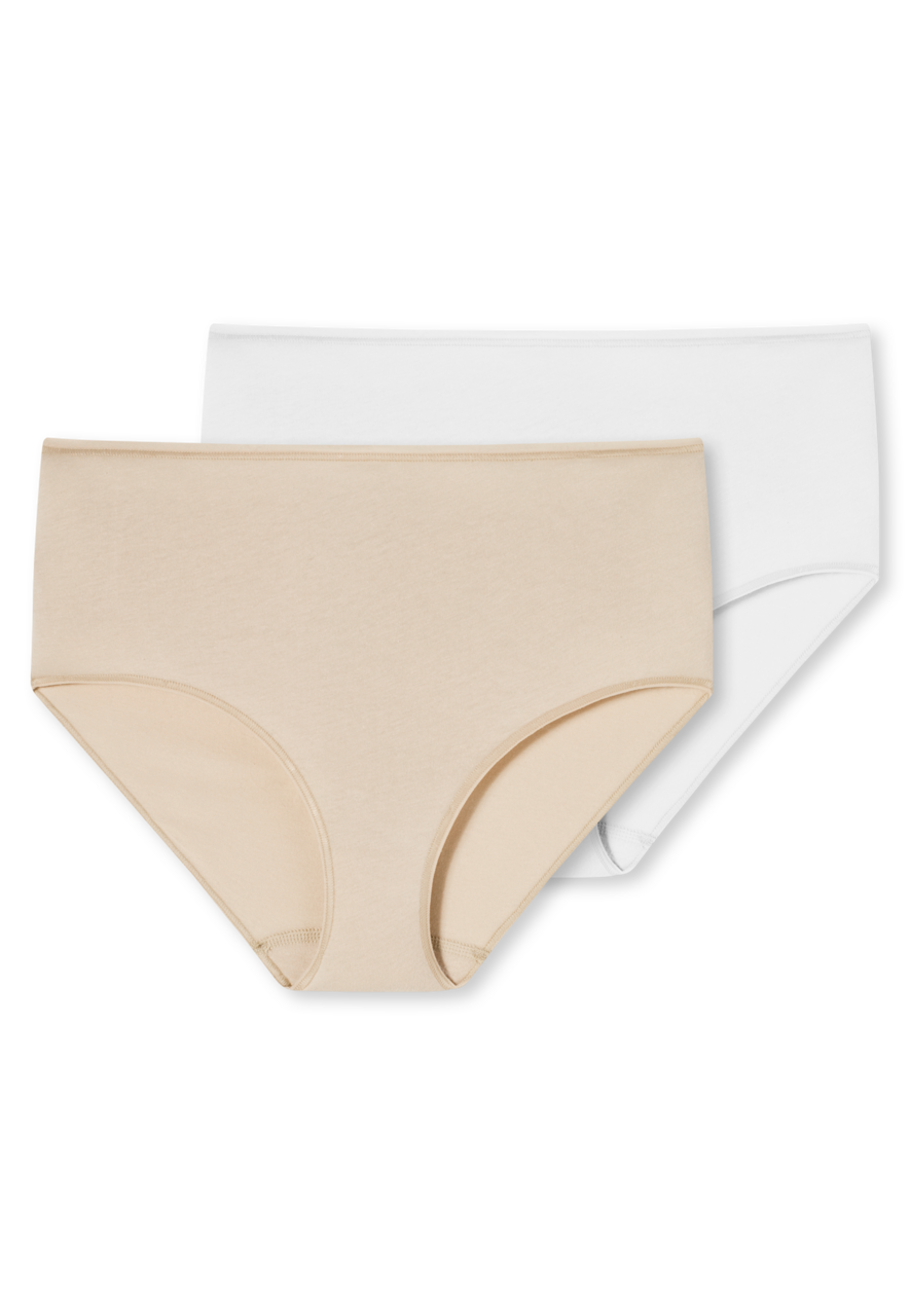 SCHIESSER 95/5 slip (2-pack), dames midi organisch katoen zwart/beige