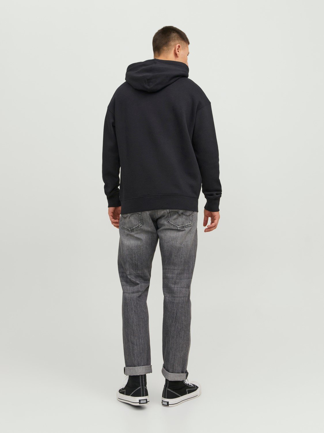 JACK & JONES Star jj sweat hood regular fit, heren hoodie katoenmengsel met capuchon, zwart