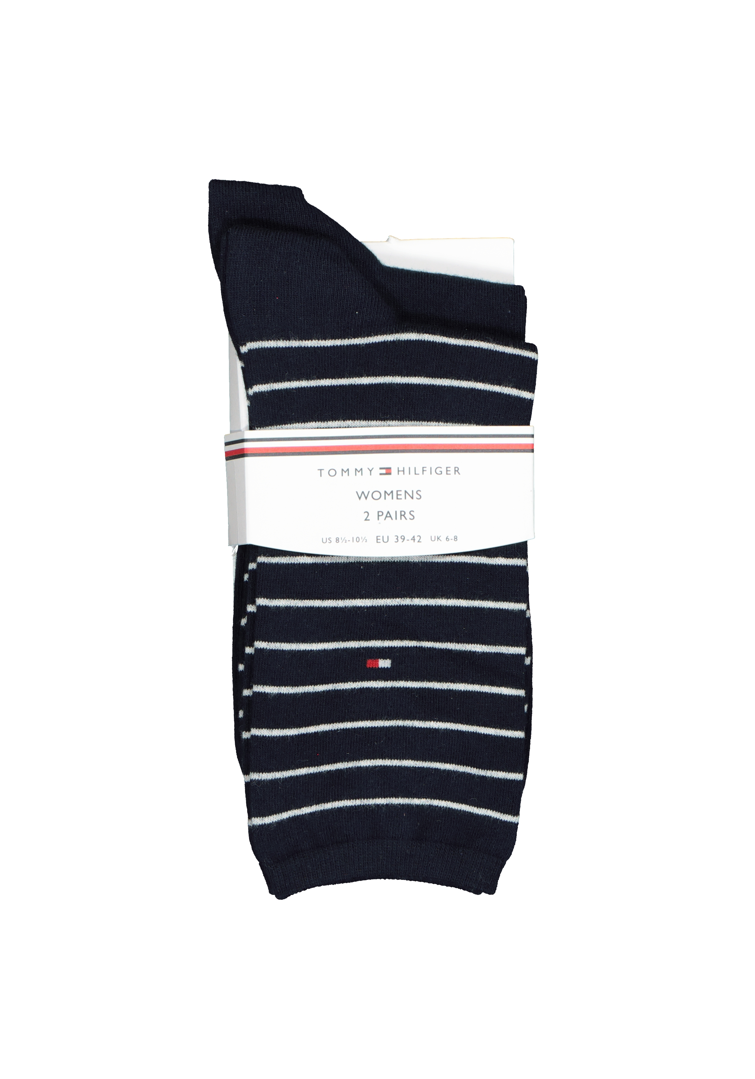 Tommy Hilfiger damessokken Small Stripe (2-pack), uni en gestreept katoen, donkerblauw met wit