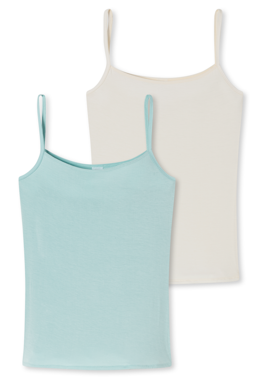 SCHIESSER Modal Essentials singlet (2-pack), dames spaghettitops blauw