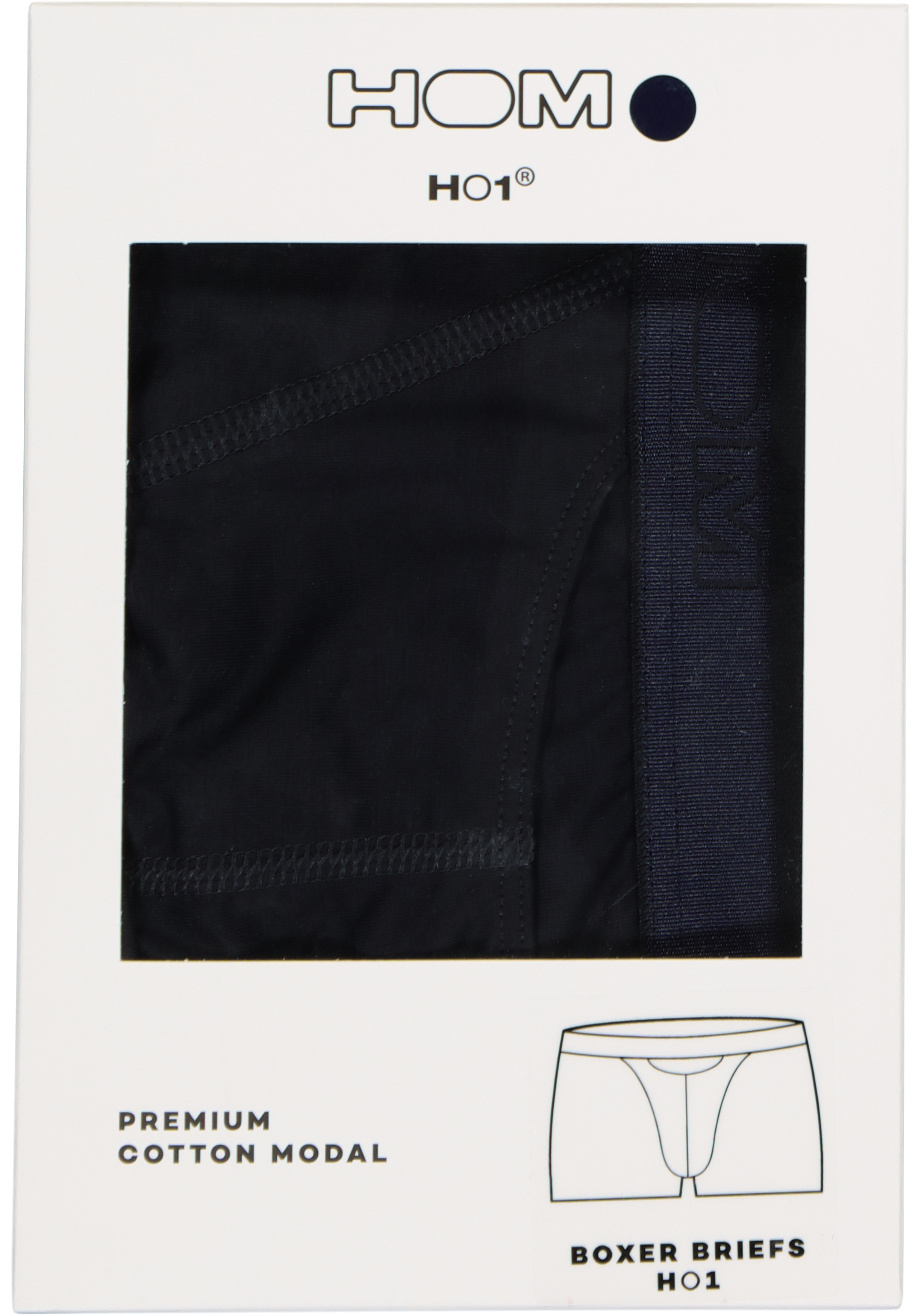 HOM HO1 boxer briefs (1-pack), heren boxer kort met horizontale gulp, navy blauw