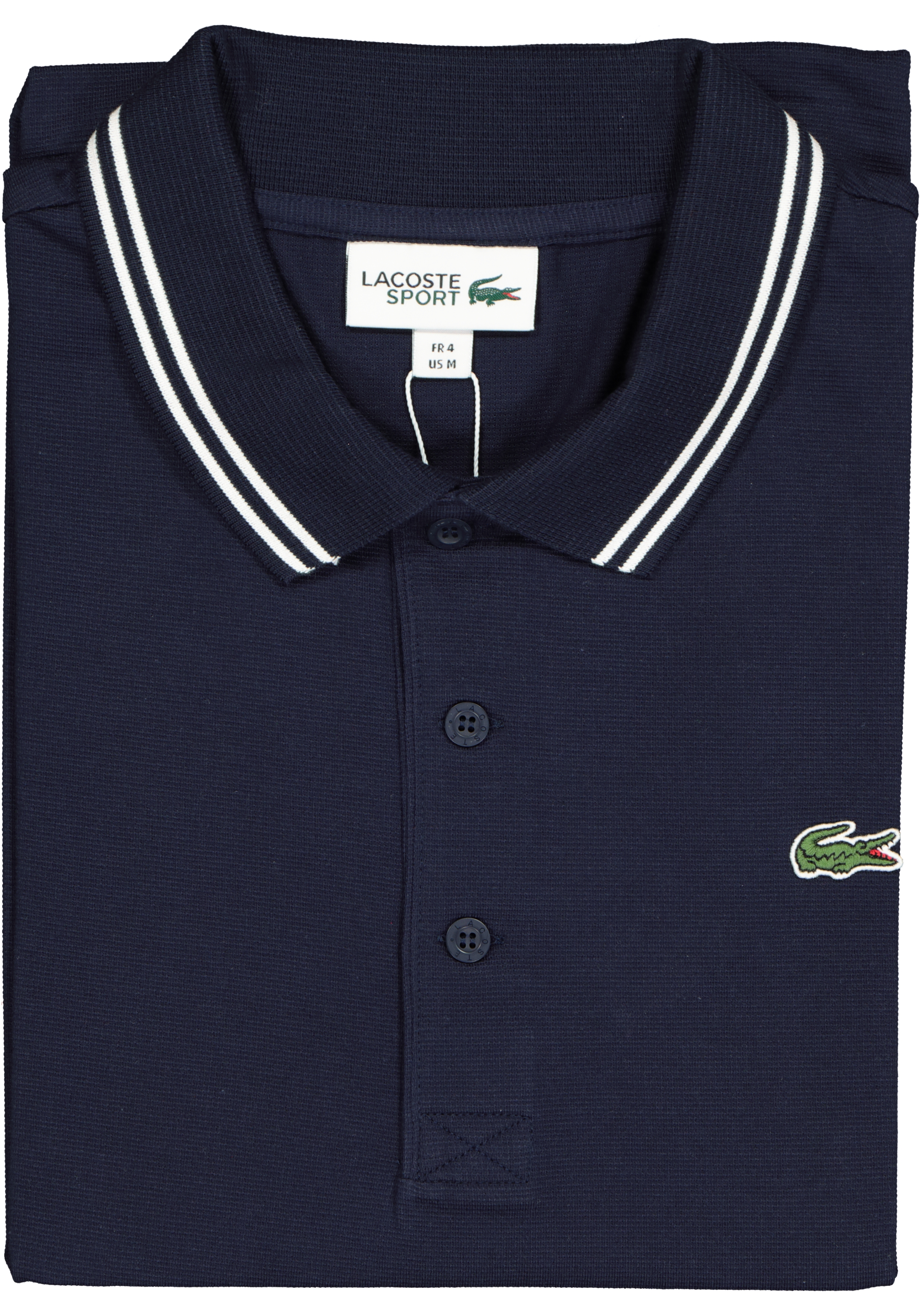 Lacoste Sport polo Regular Fit, super light knit, navy blauw met wit