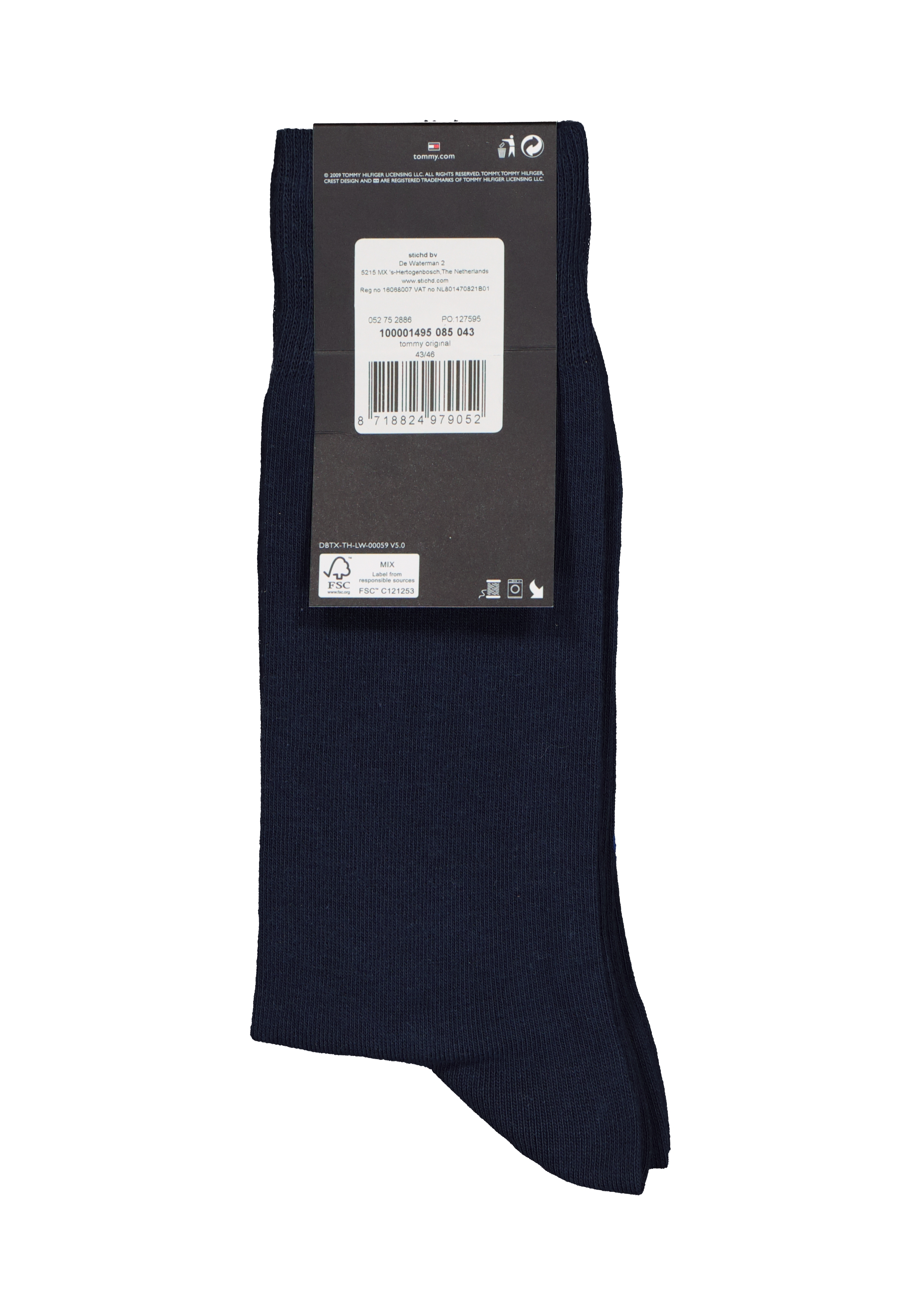 Tommy Hilfiger Check Socks (2-pack), herensokken katoen, geruit en uni, original blauw met rood