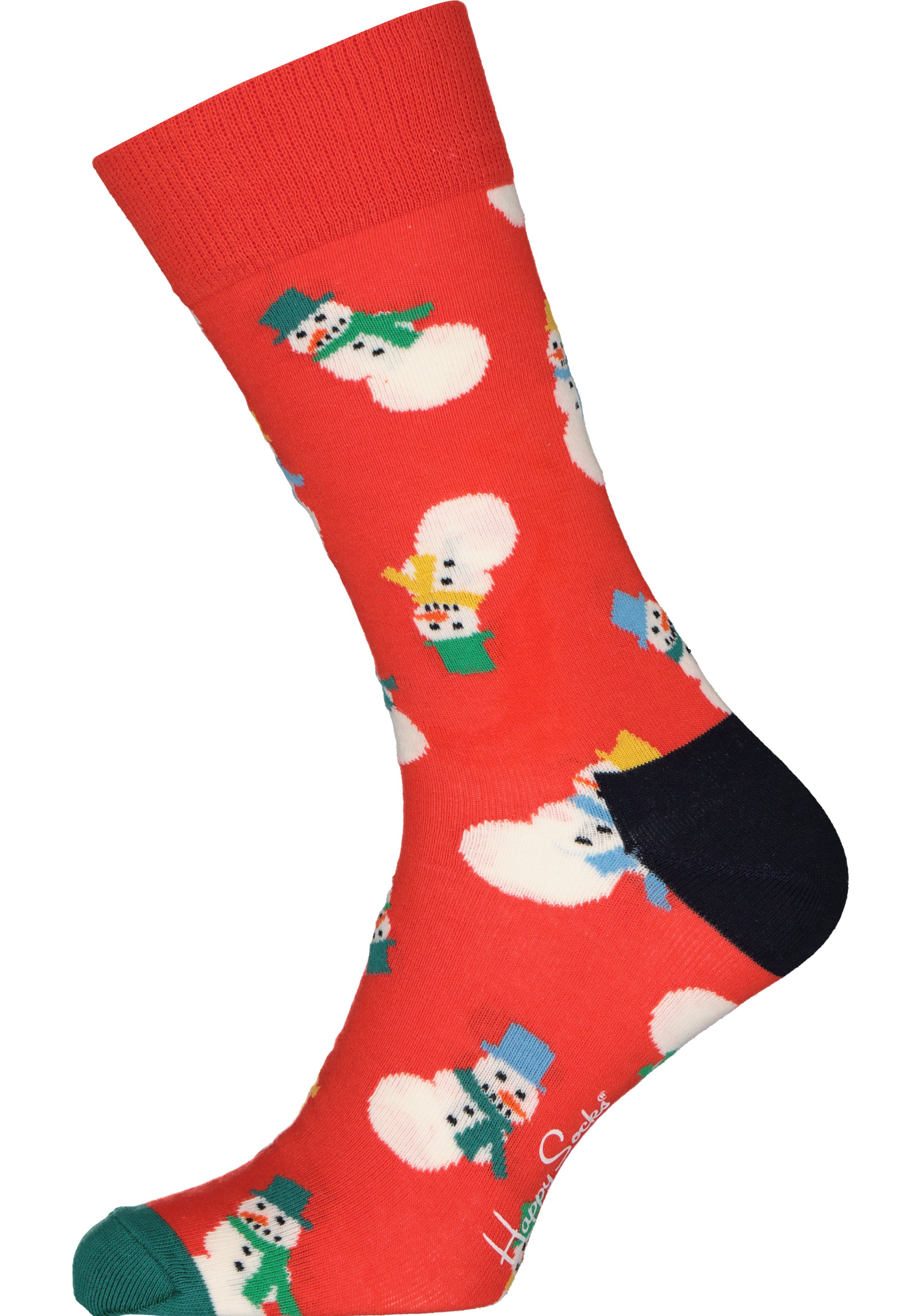 Happy Socks Snowman Sock, unisex sokken, rood met sneeuwpoppen