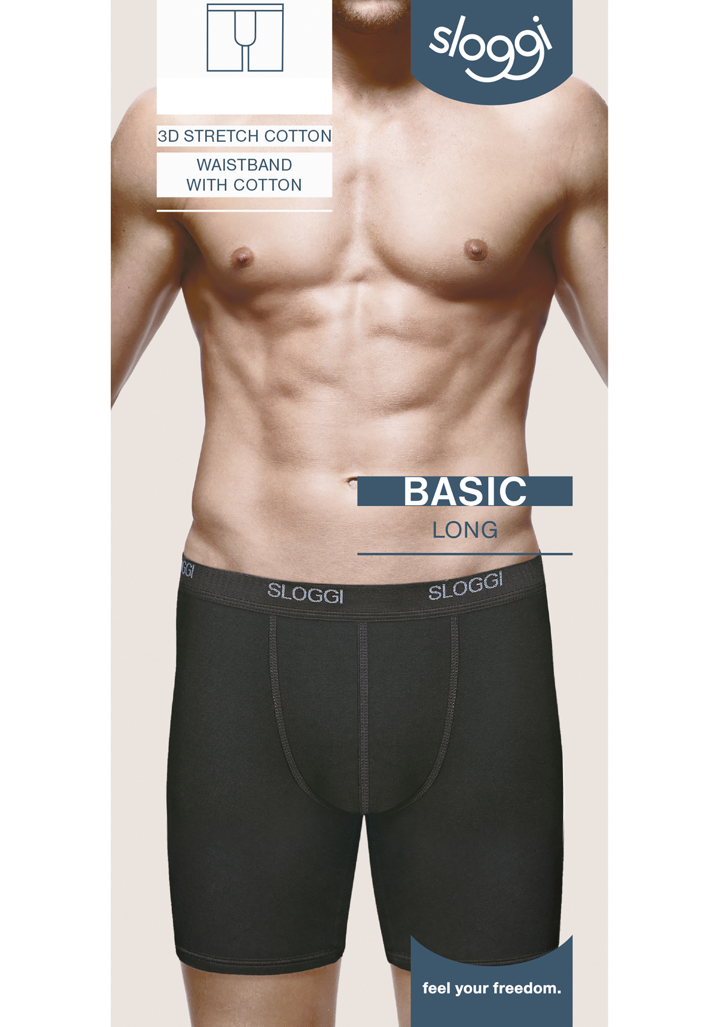 Sloggi Men Basic Long, heren boxer (1-pack), zwart