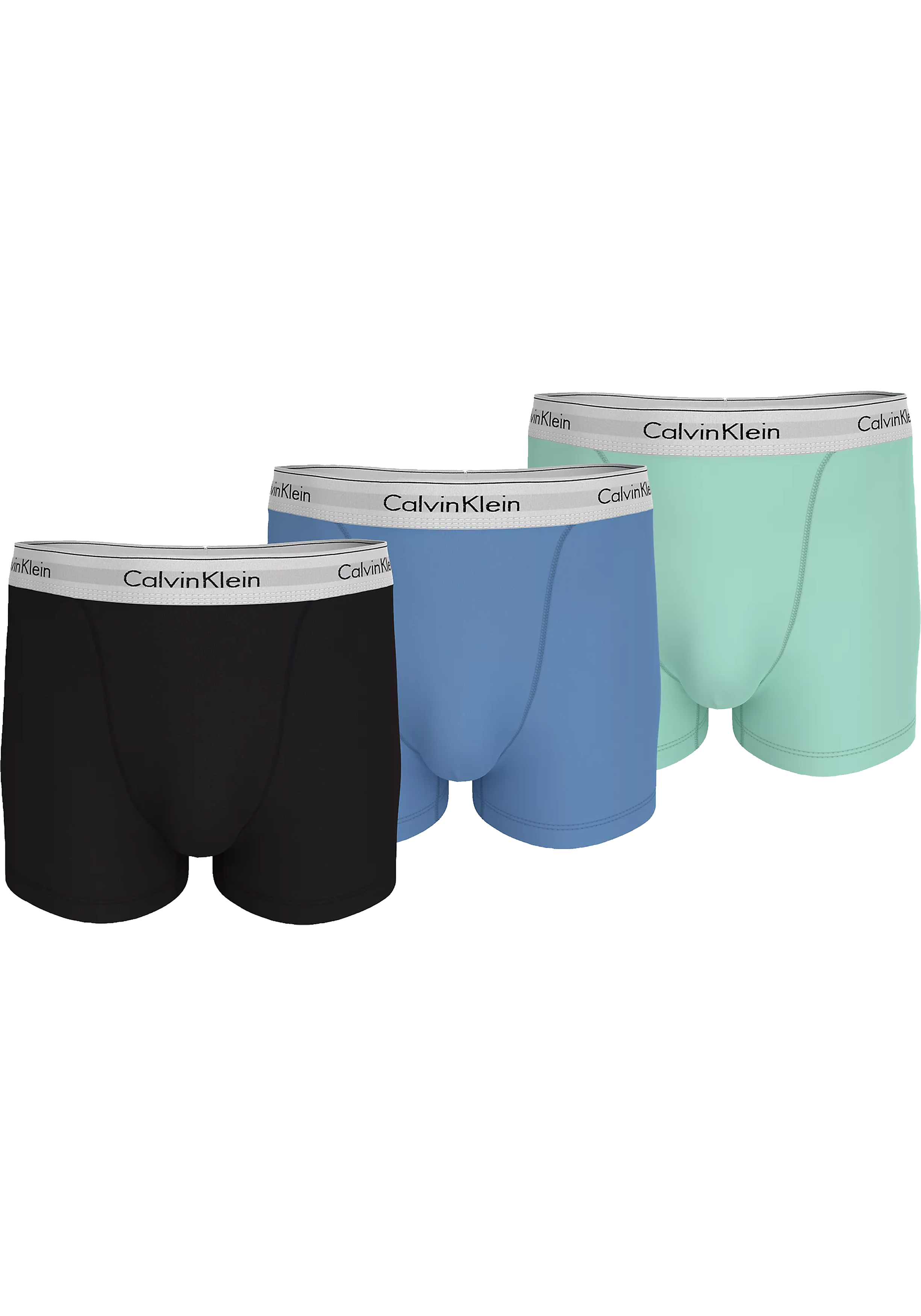 Calvin Klein Trunks (3-pack), heren boxers normale lengte, zwart, lichtblauw, lichtgroen