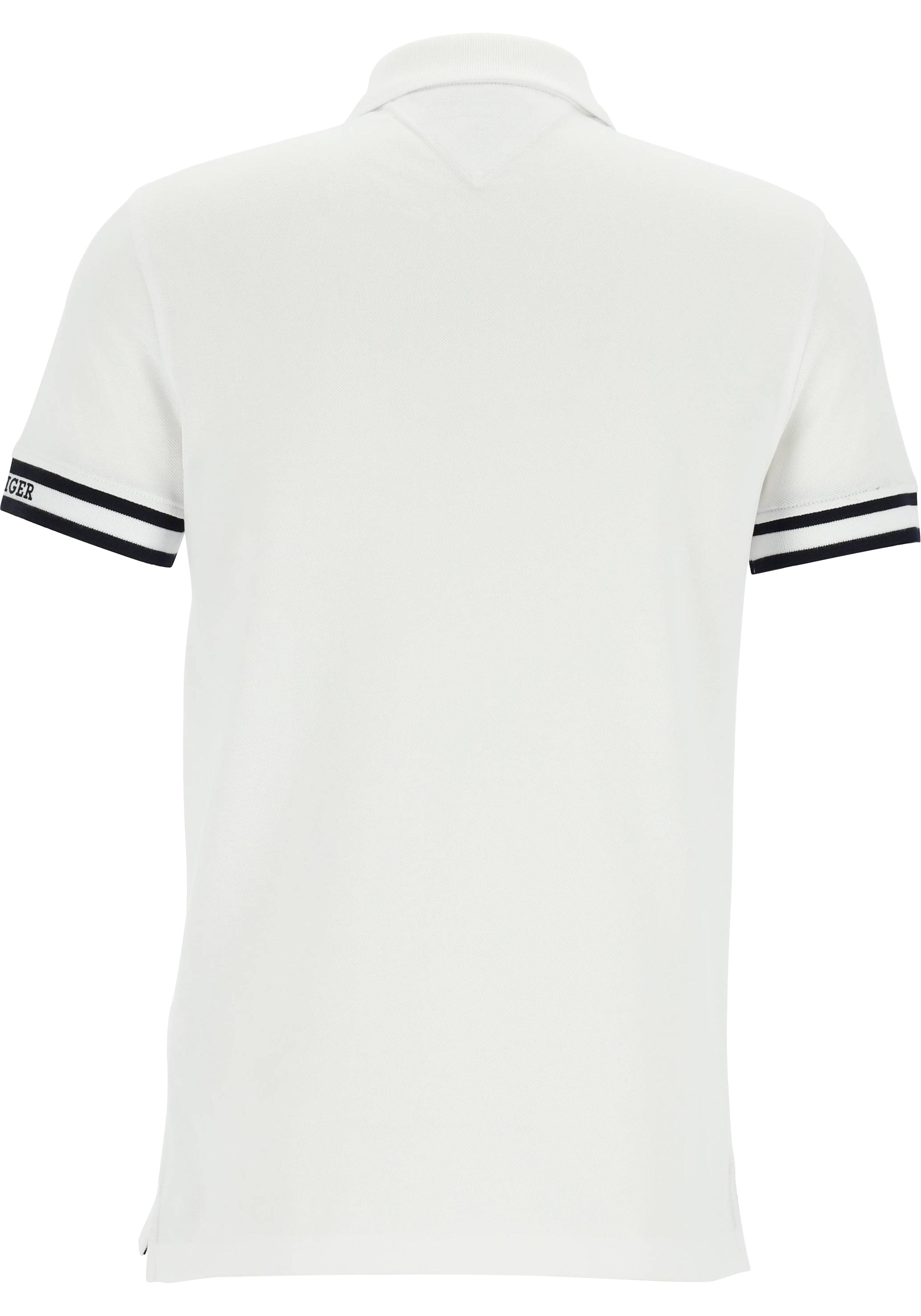 Tommy Hilfiger Monotype Cuff Slim Polo, heren poloshirt, wit