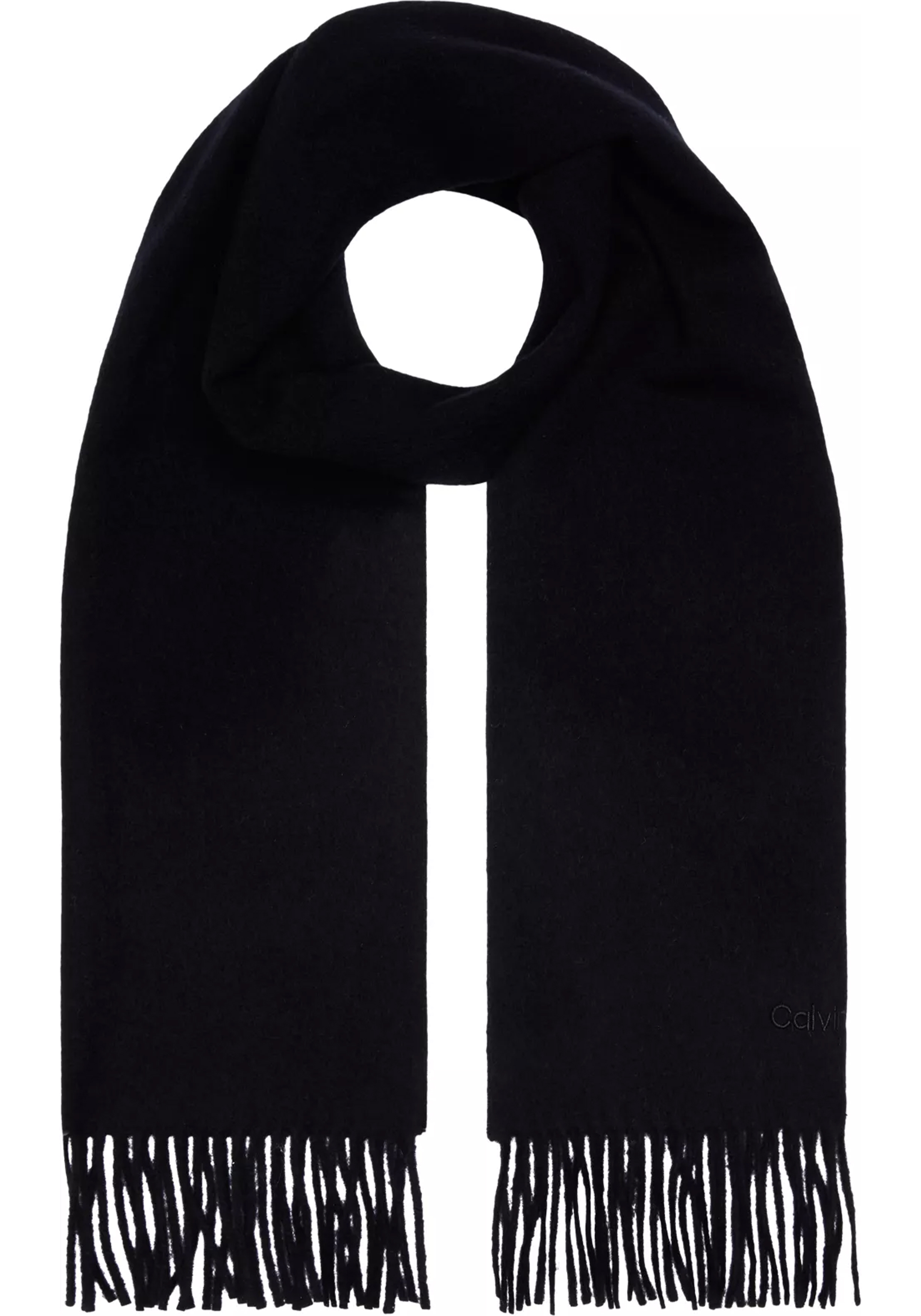 Calvin Klein sjaal, classic wool scarf, zwart