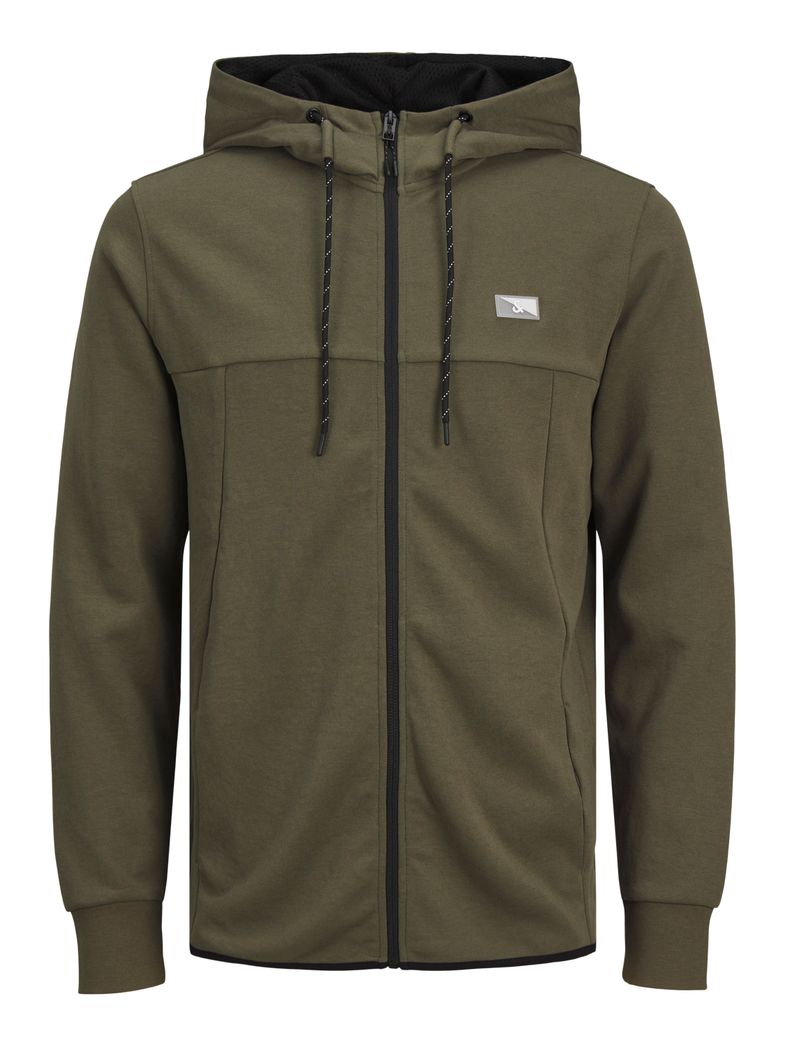 JACK & JONES Air sweat zip hood regular fit, heren sweatvest katoenmengsel met capuchon, olijfgroen melange