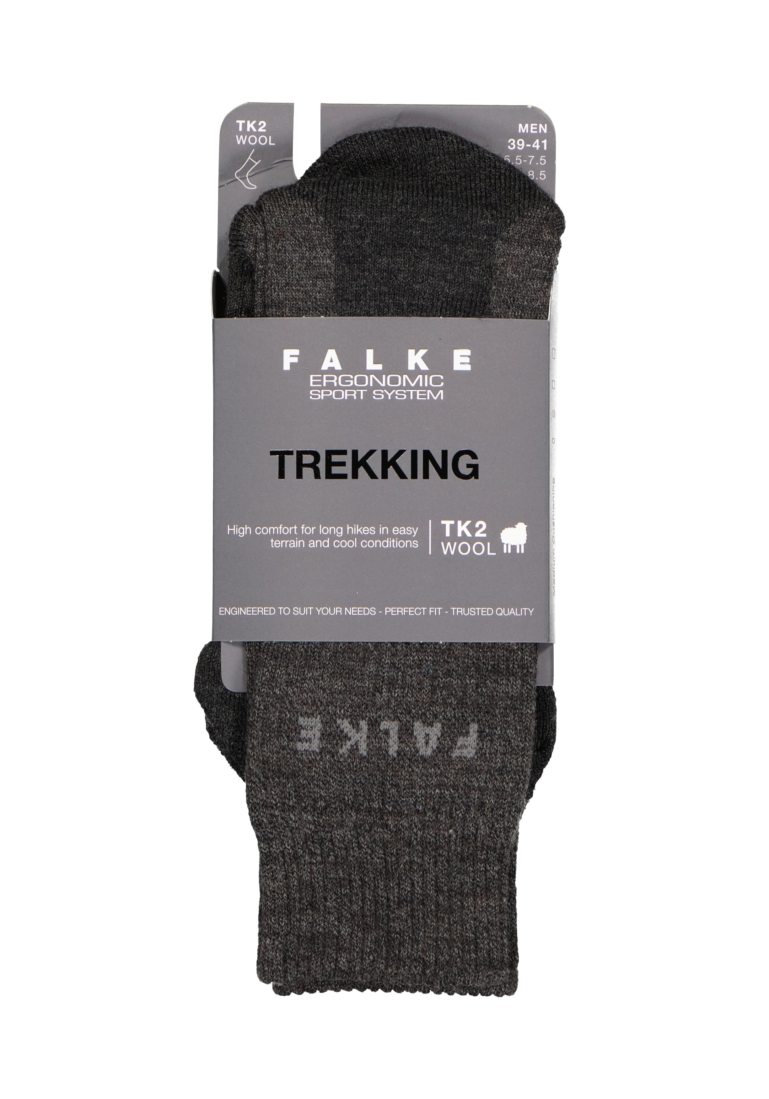 FALKE TK2 Wool heren wandelsokken, antraciet (smog)