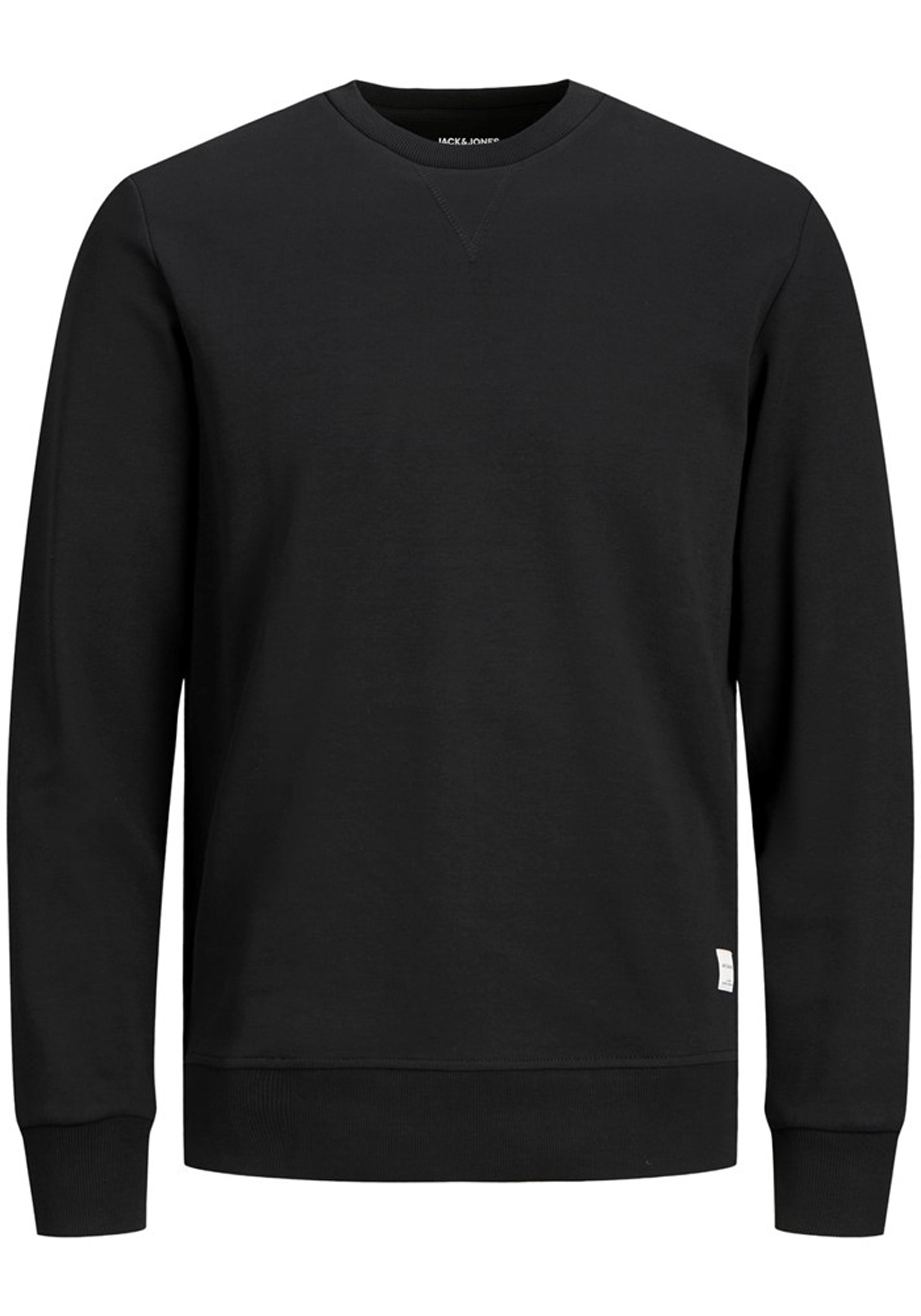 JACK & JONES sweatshirt katoen, O-hals, zwart