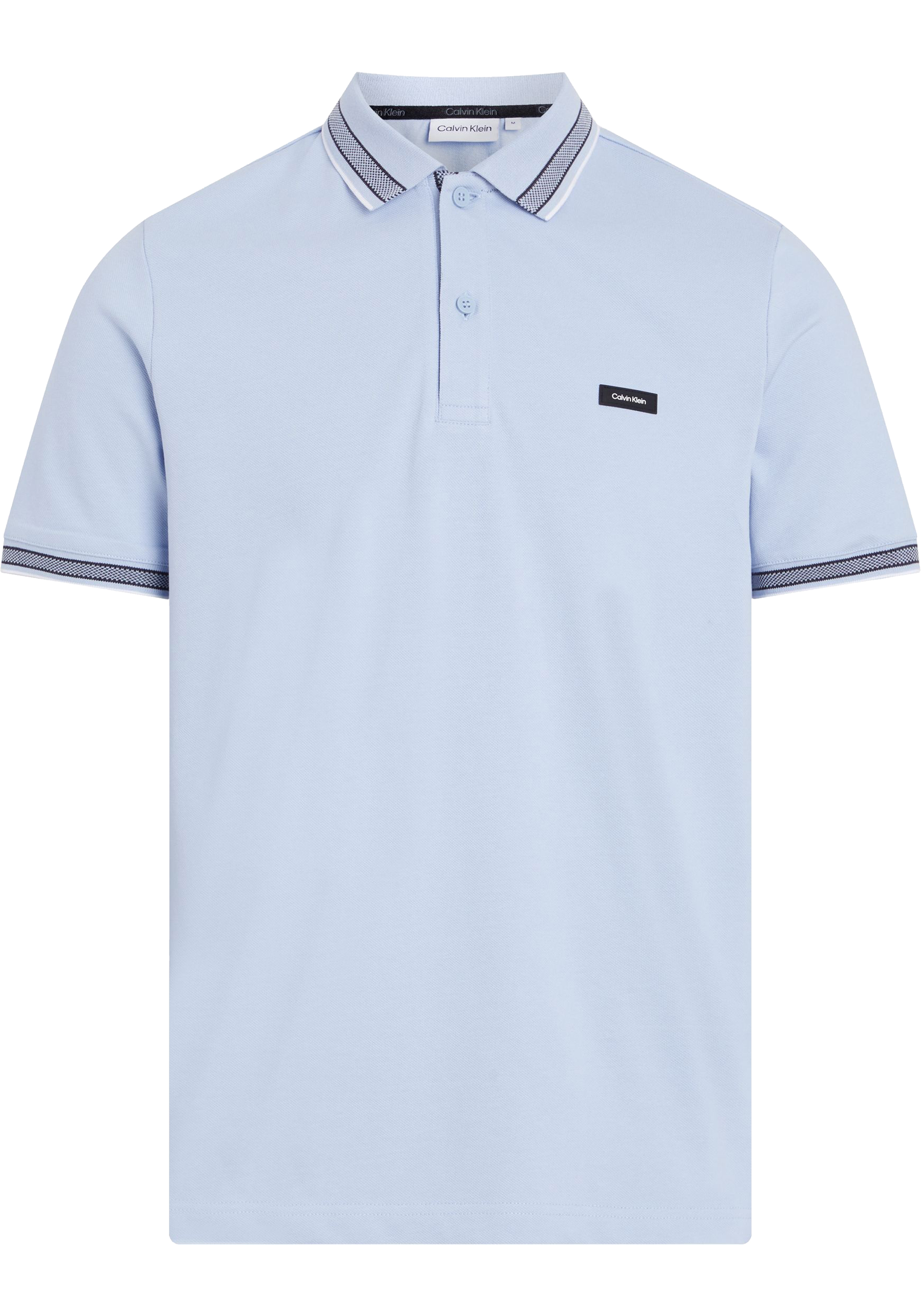 Calvin Klein Stretch Pique Multi Tipping Slim Polo, heren poloshirt, lichtblauw