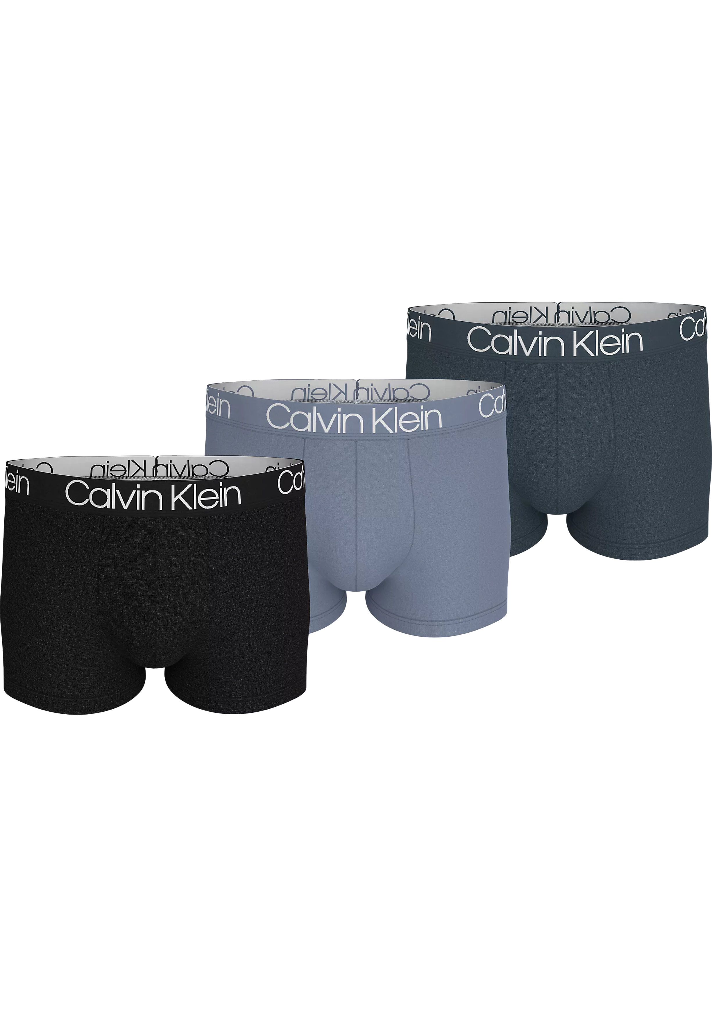 Calvin Klein Trunk (3-pack), heren boxers normale lengte, zwart, lichtblauw, grijs