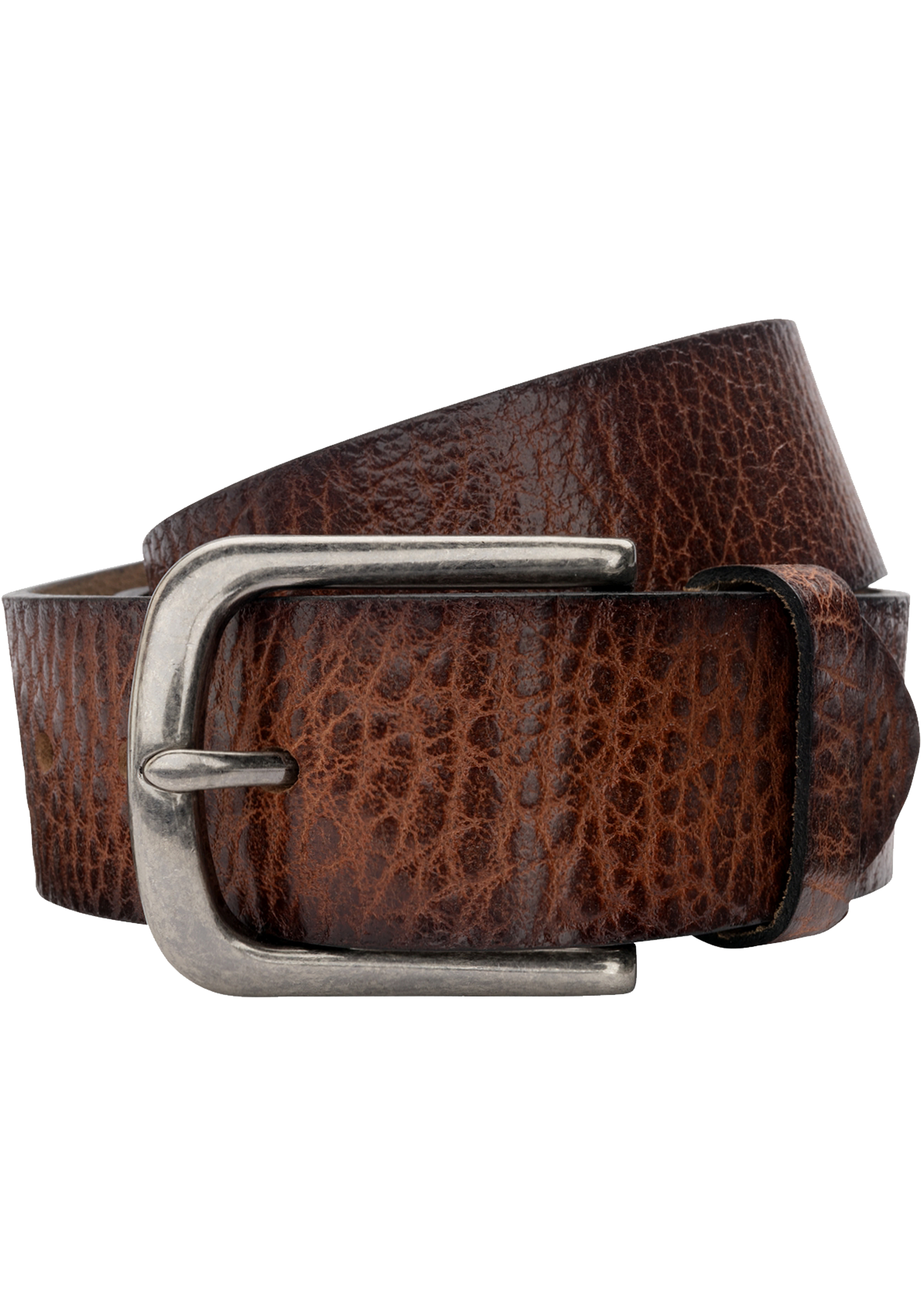 LINDENMANN leren heren riem, cognac