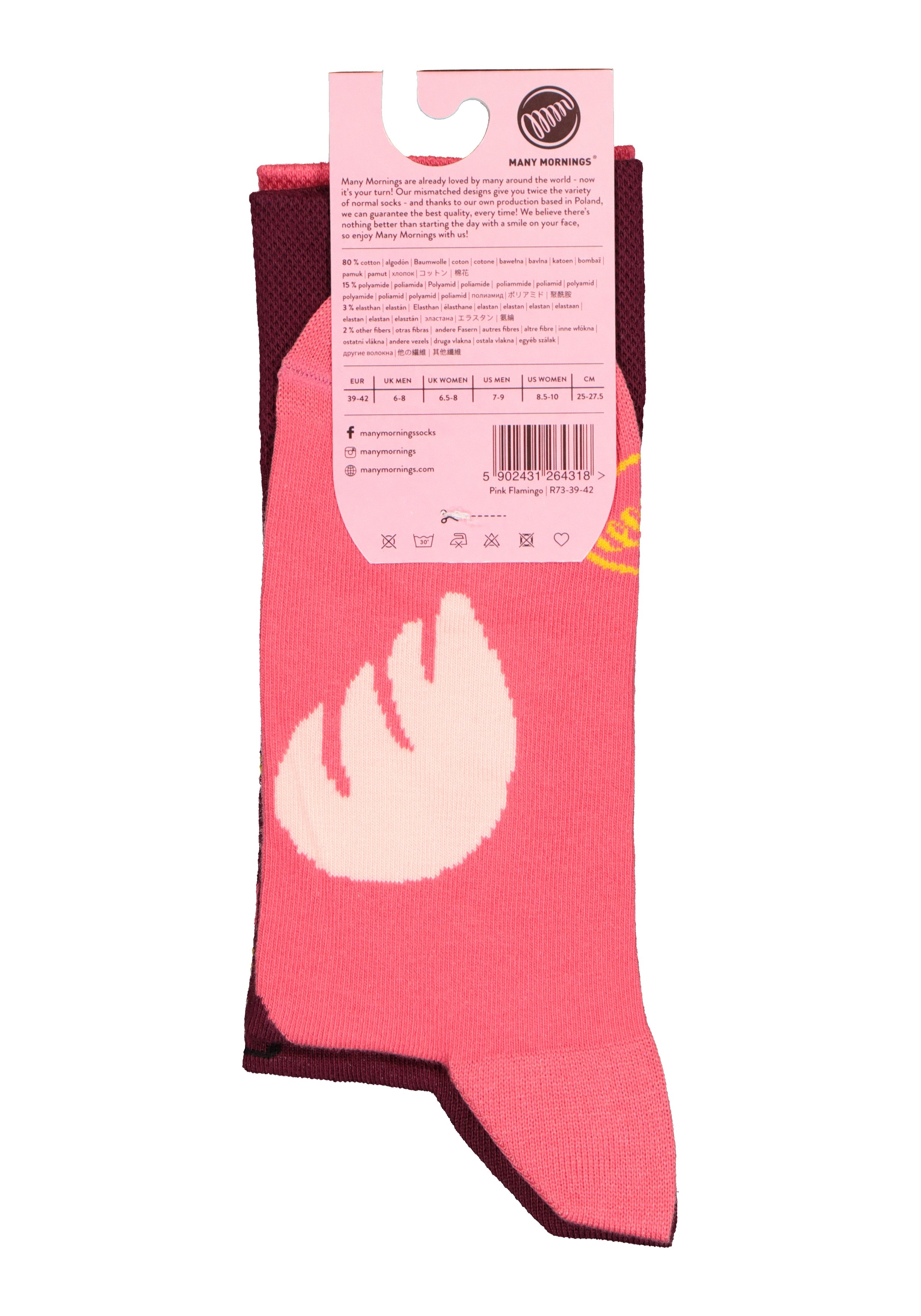 Many Mornings unisex sokken Pink Flamingo