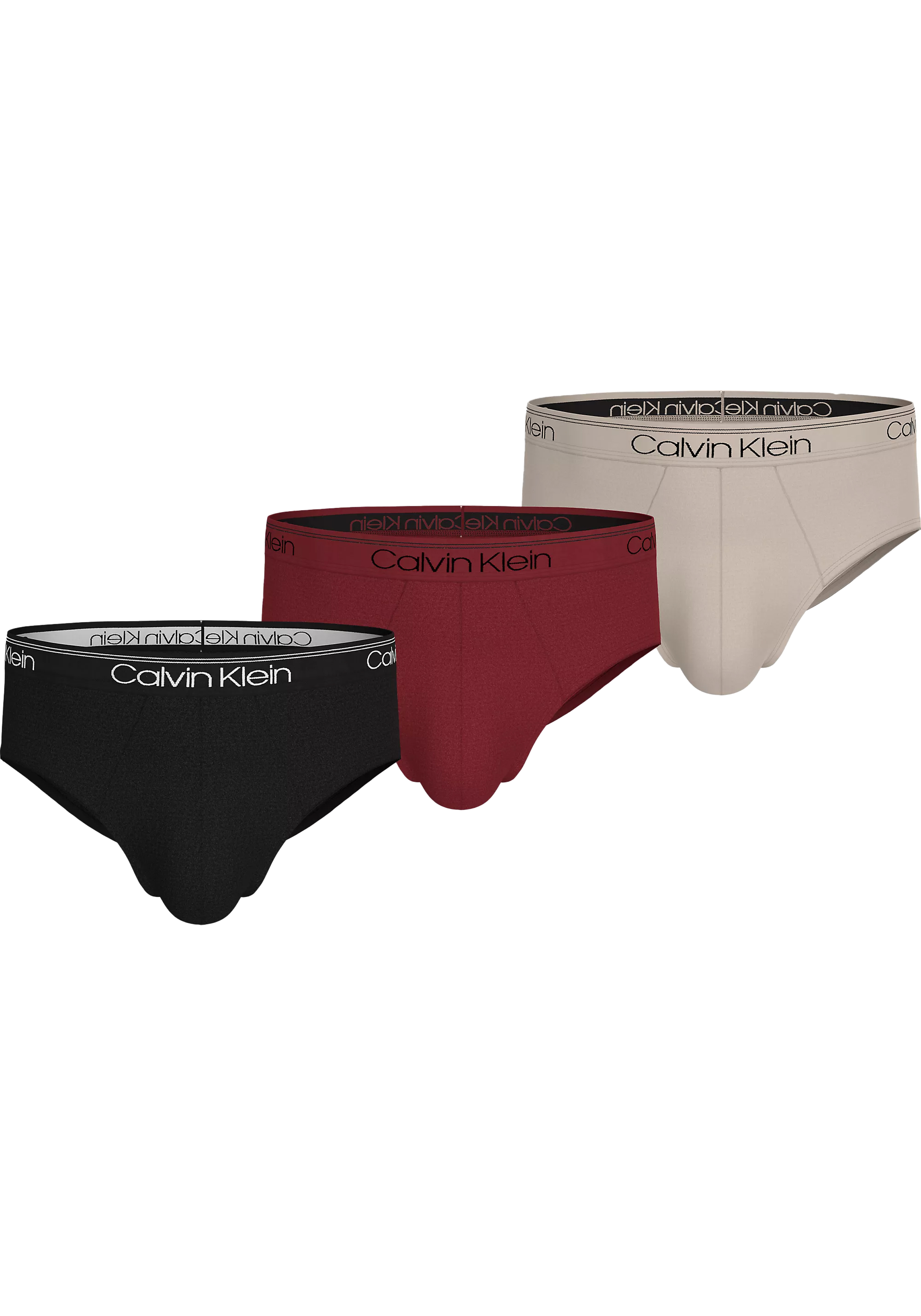 Calvin Klein Hipster Briefs (3-pack), heren slips, zwart, donkerrood, beige